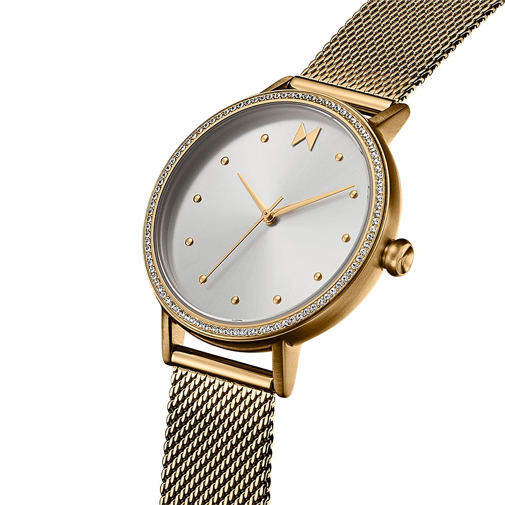 MVMT Crystal Dot Gold Mesh Women's Watch - 28000131D