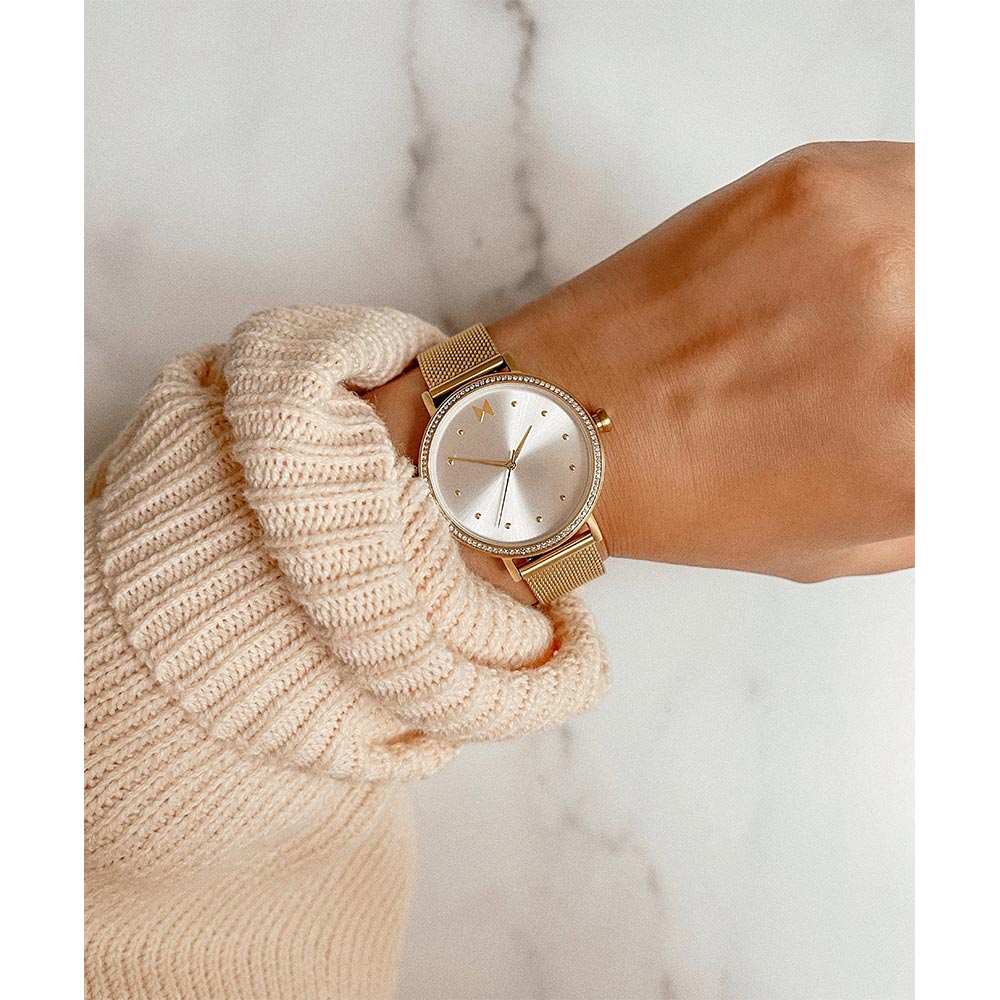 MVMT Crystal Dot Gold Mesh Women's Watch - 28000131D