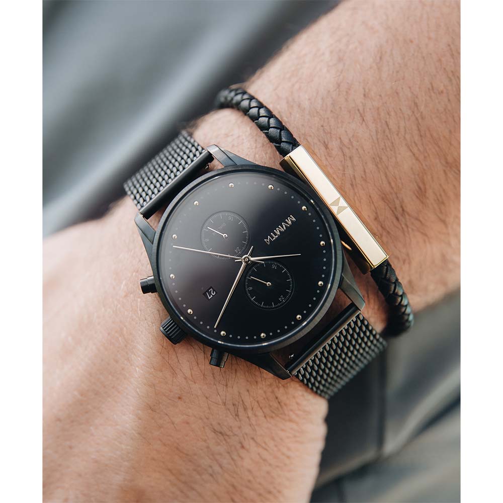 MVMT Voyager 42 MM Black Mesh Men's Multi-function Watch - 28000157D
