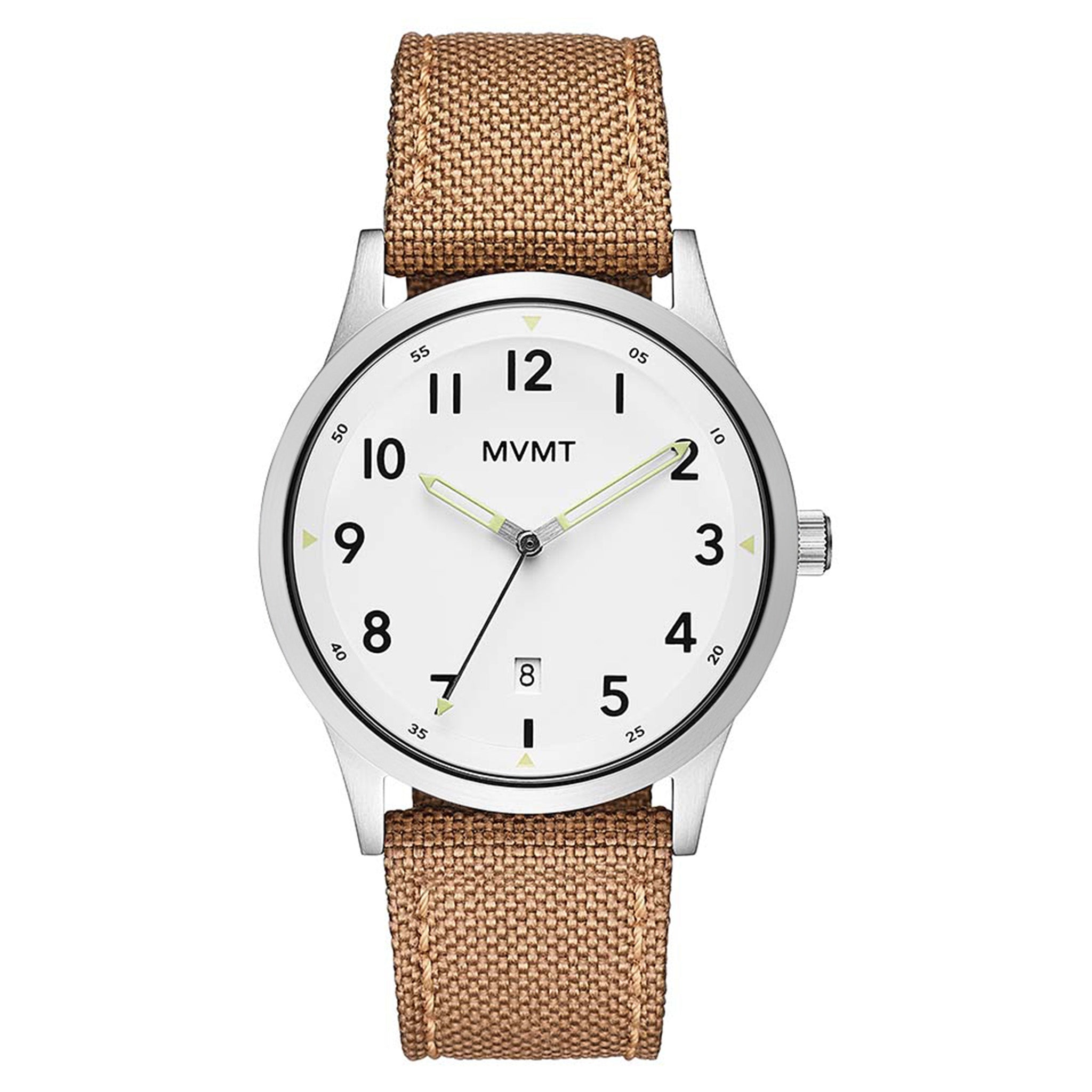 MVMT Field 41 MM Camel Fabric Band White Dial Men's Watch - 28000159D