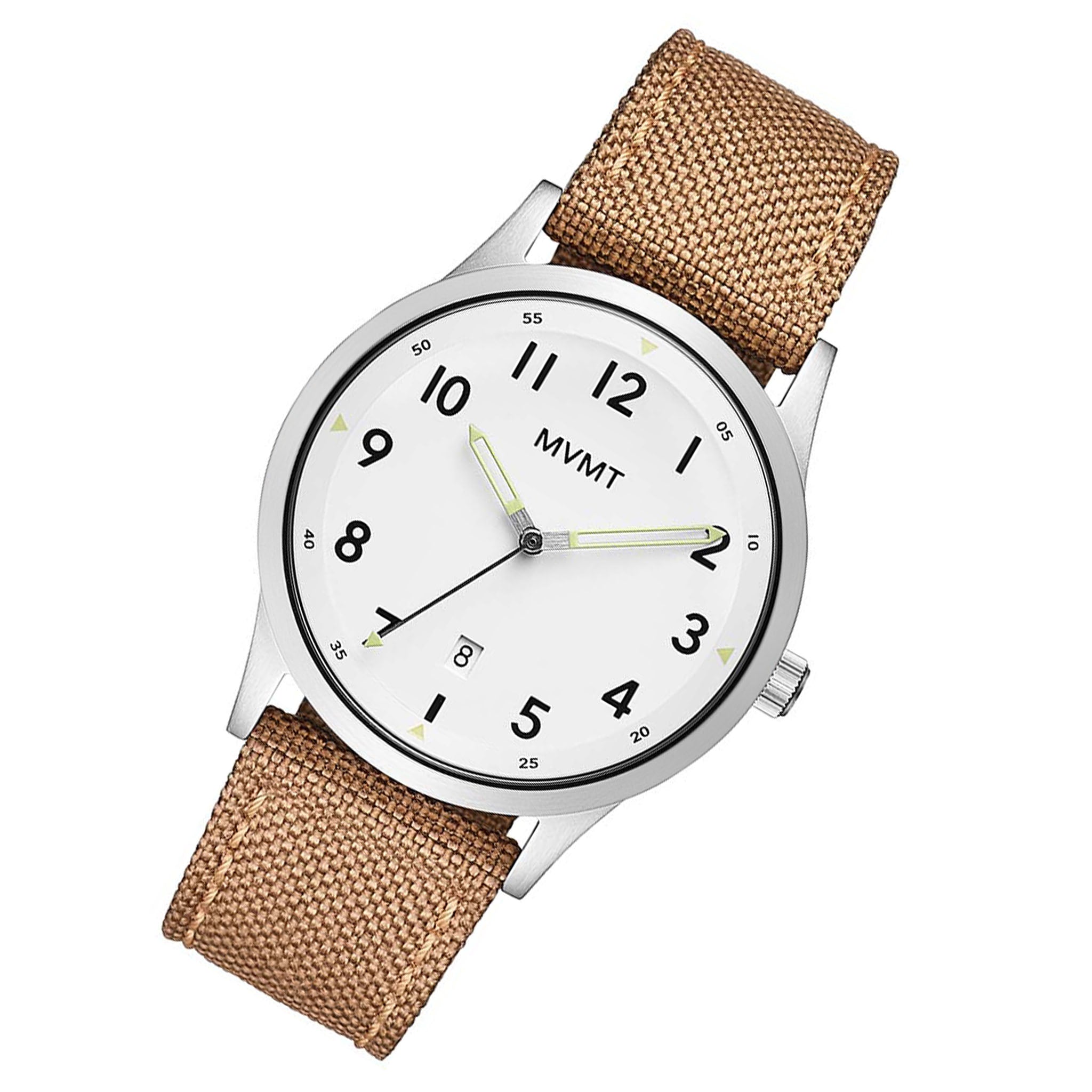 MVMT Field 41 MM Camel Fabric Band White Dial Men's Watch - 28000159D