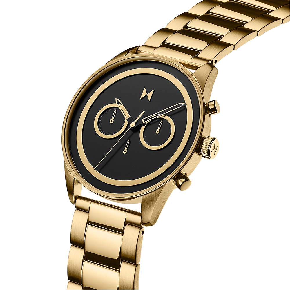 MVMT Powerlane 43 MM Gold Steel Black Dial Men's Chronograph Watch - 28000163D
