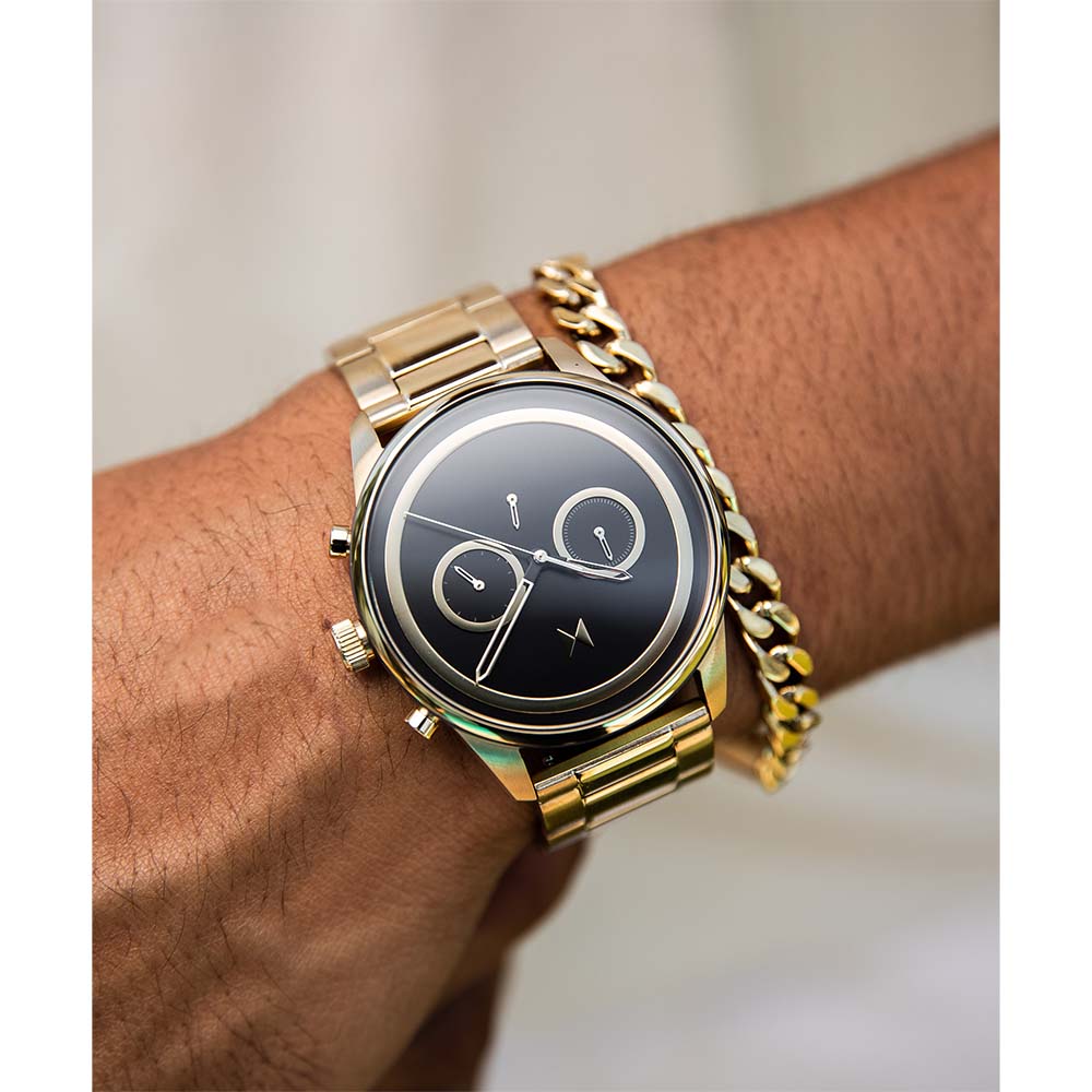 MVMT Powerlane 43 MM Gold Steel Black Dial Men's Chronograph Watch - 28000163D