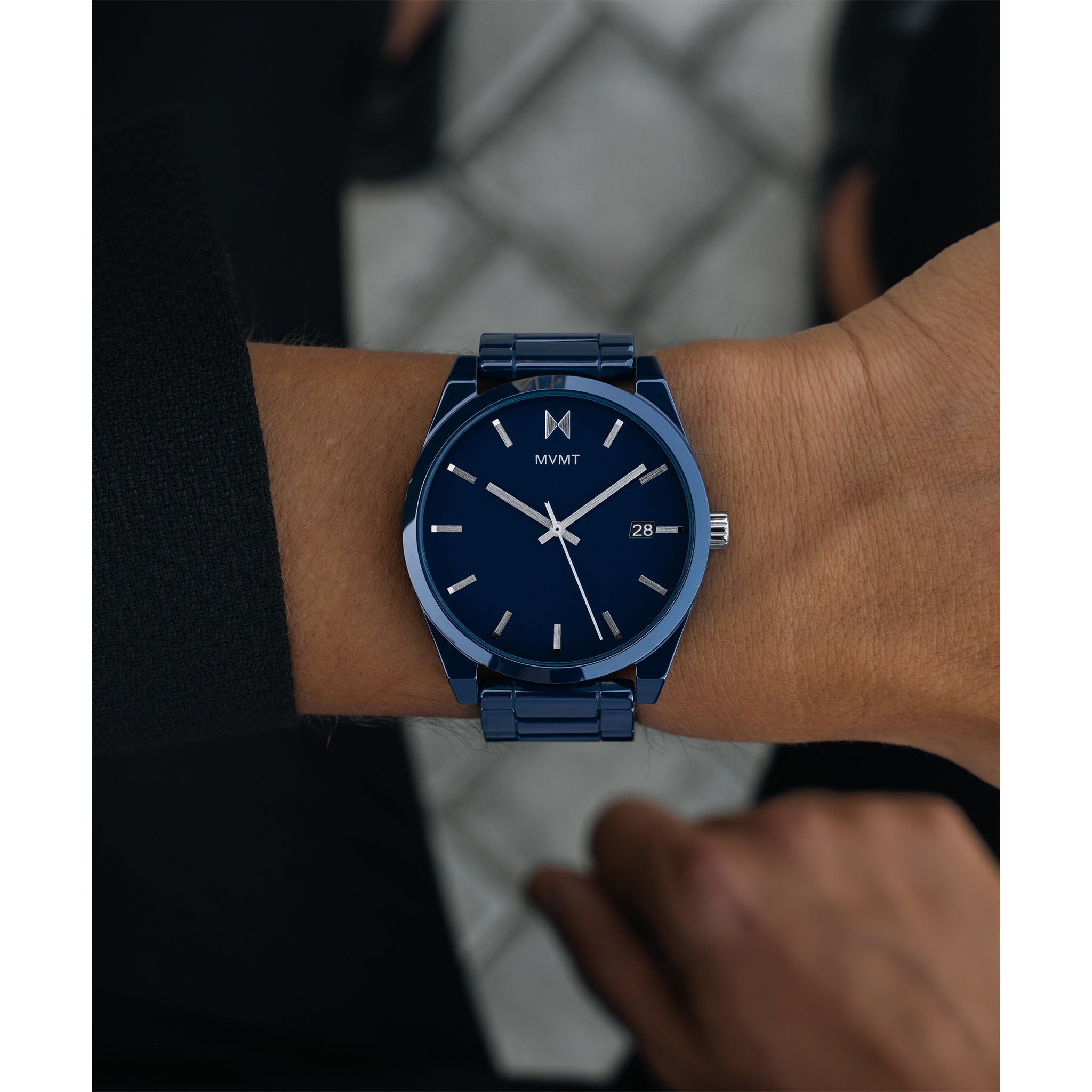 MVMT Element Ceramic Band Blue Dial Men's Watch - 28000203D