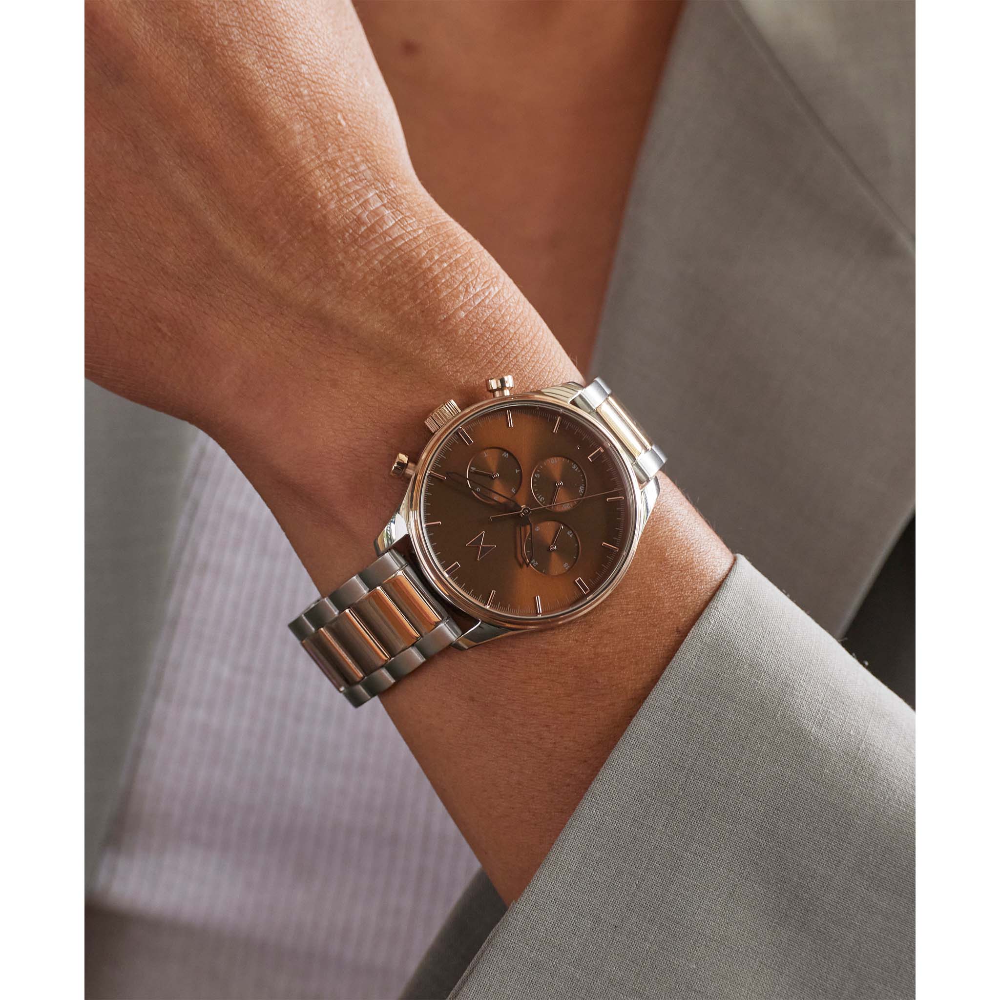 MVMT Two-Tone Stainless Steel Brown Dial Multi-function Men's Watch - 28000233D