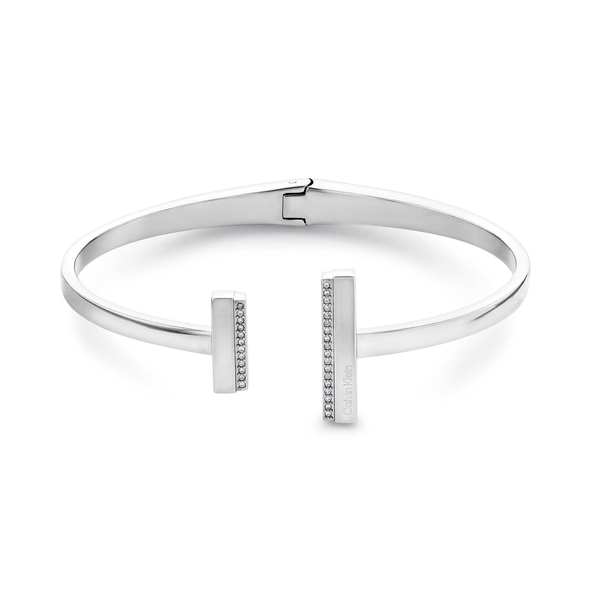 Calvin Klein Jewellery Stainless Steel with Crystal Women's Hinge Bangle - 35000160
