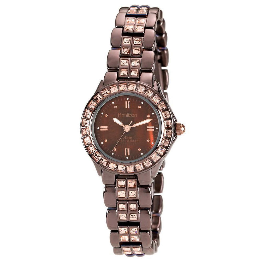 Armitron Brown Stainless Steel with Swarovski Crystals Women s