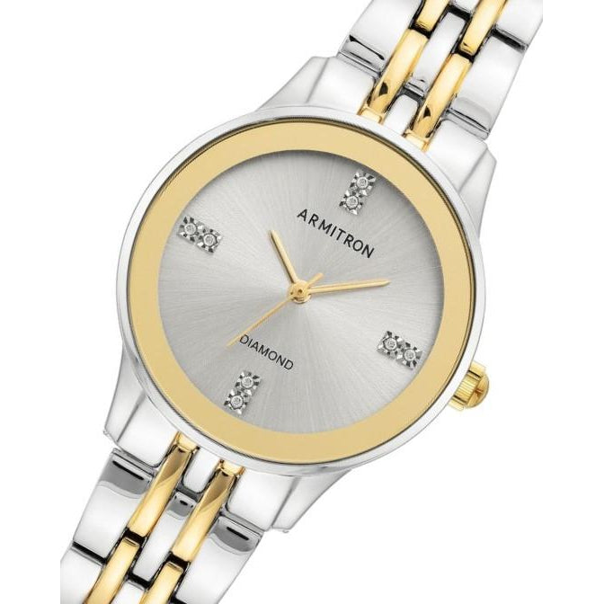 Armitron Two-Tone Band Silver Dial Women's Watch - 755538SVTT