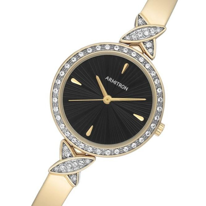 Armitron Gold-Tone Bangle Black Dial Women's Watch - 755654BKGP
