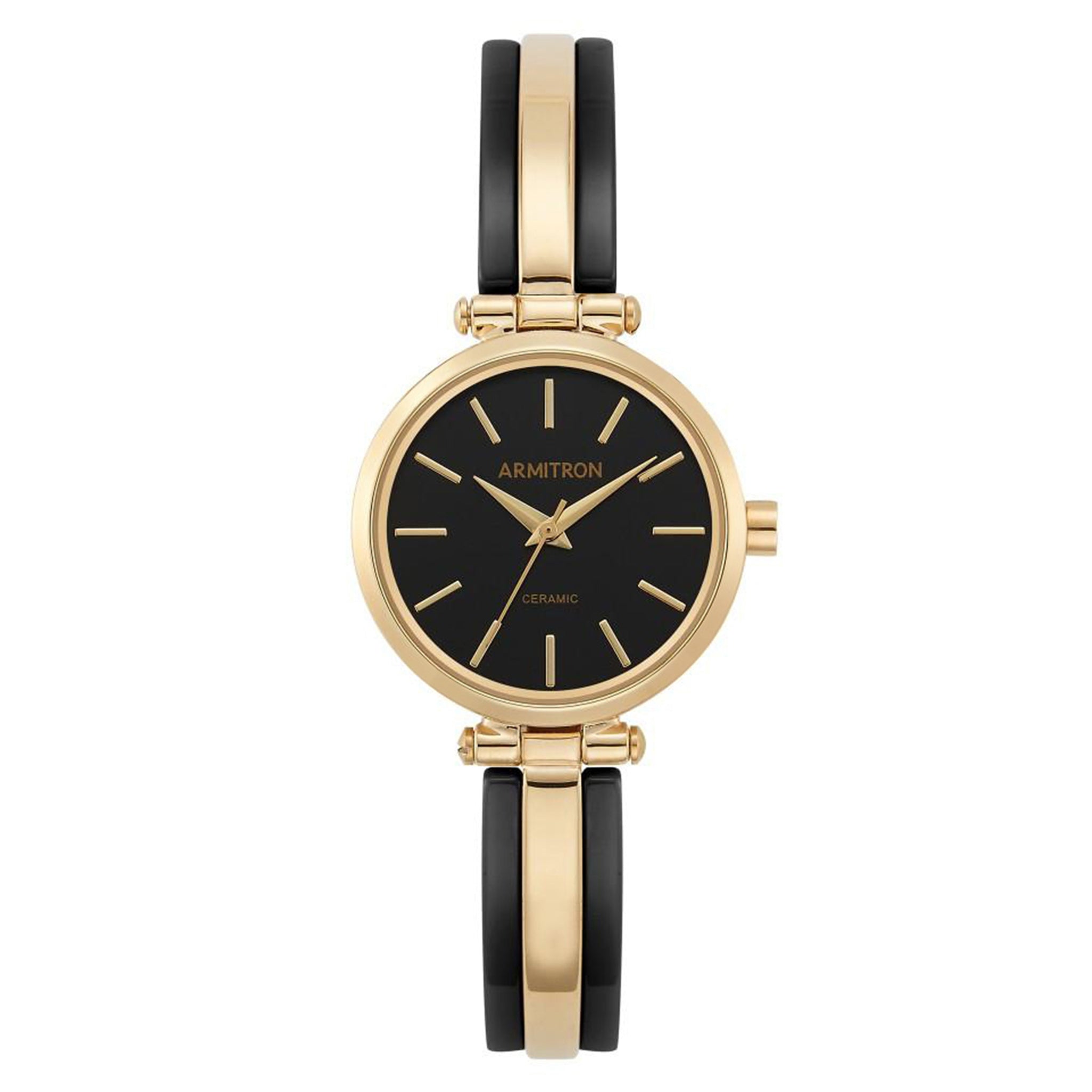Armitron Black and Gold Ceramic Bangle Women's Watch - 755523BKGP
