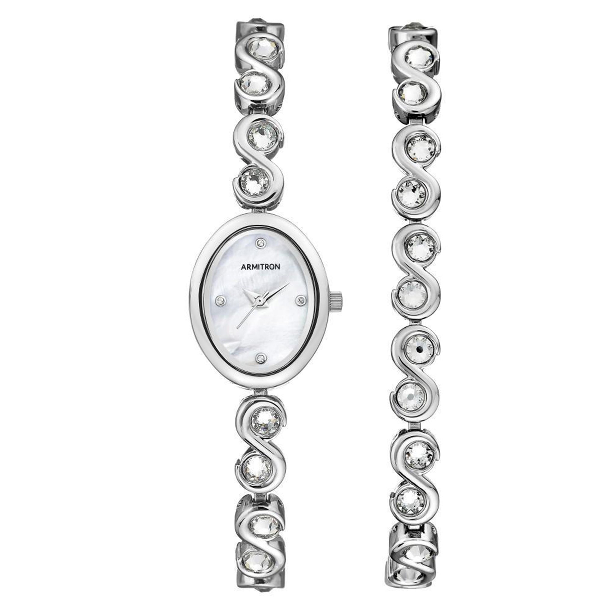 Armitron Silver Steel Women's Watch with Bracelet Gift Set - 755586MPSVST