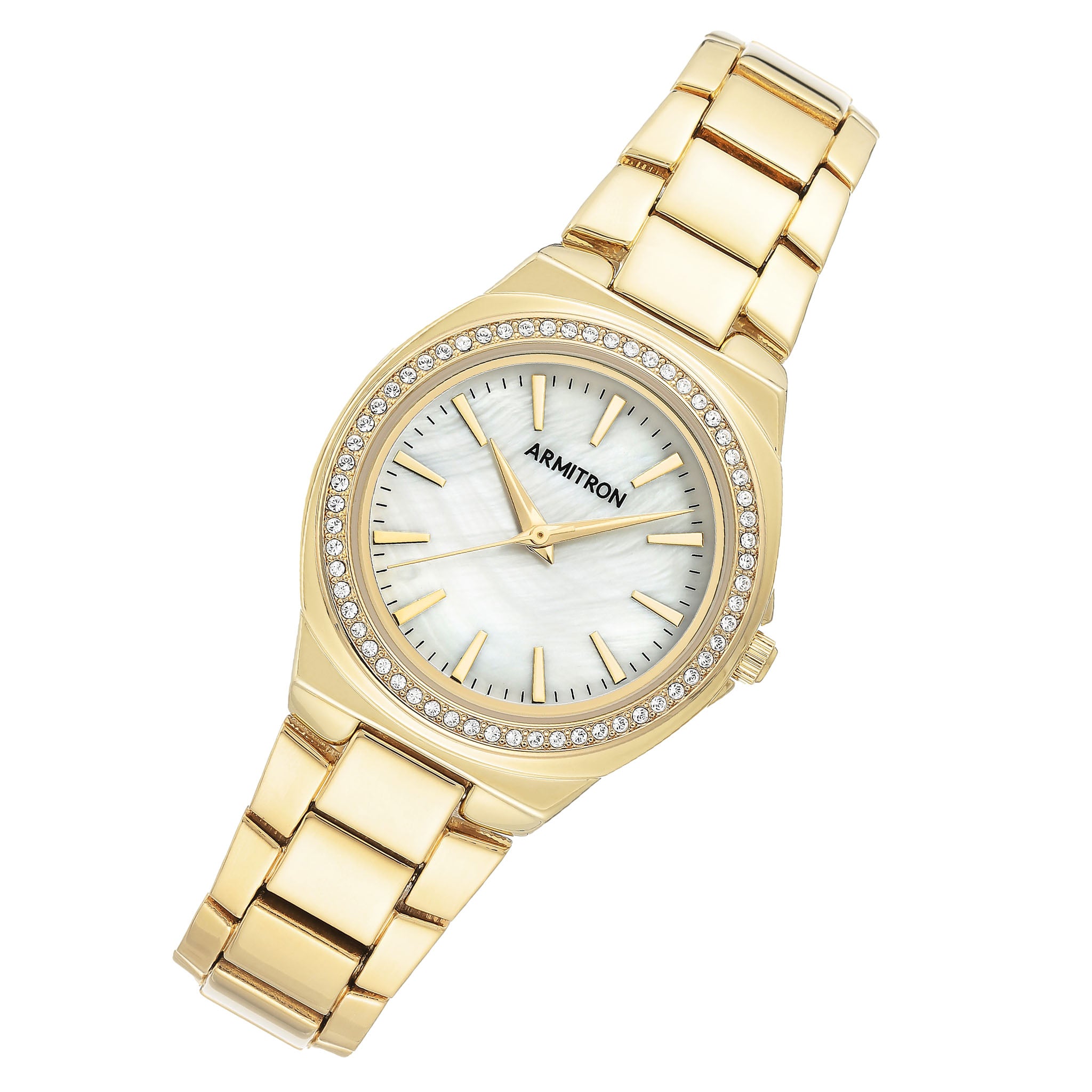 Armitron Gold Steel Women's White Mother of Pearl Dial Women's Watch - 755676MPGPST
