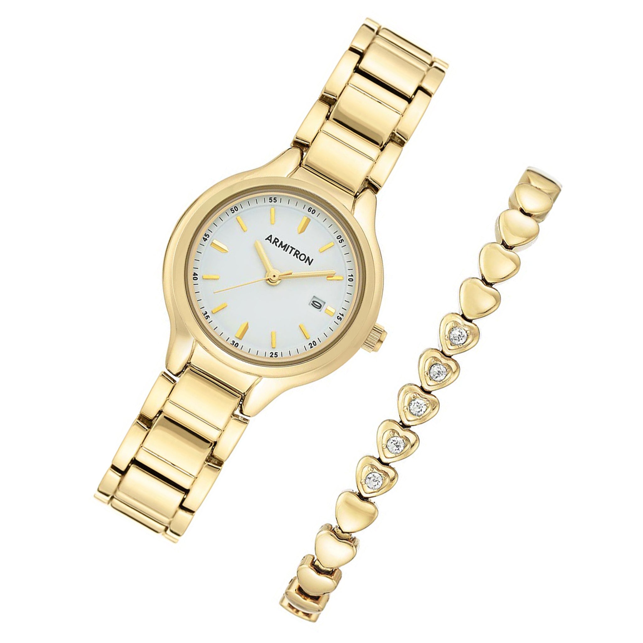 Armitron Gold Steel Women's Watch with Bracelet Gift Set - 755689WTGPST