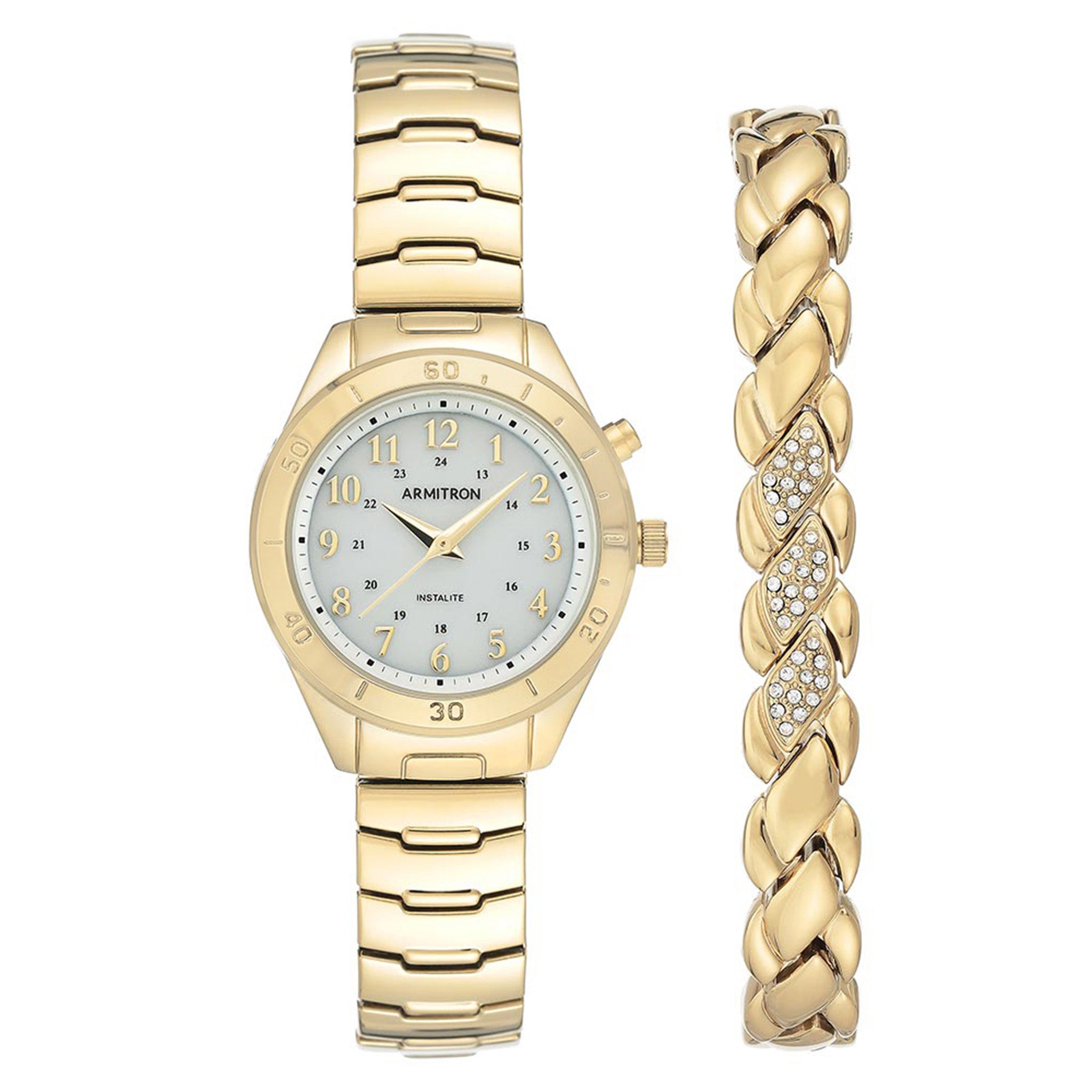 Armitron Gold Steel Women's Watch with Bracelet Gift Set - 755696WTGPST