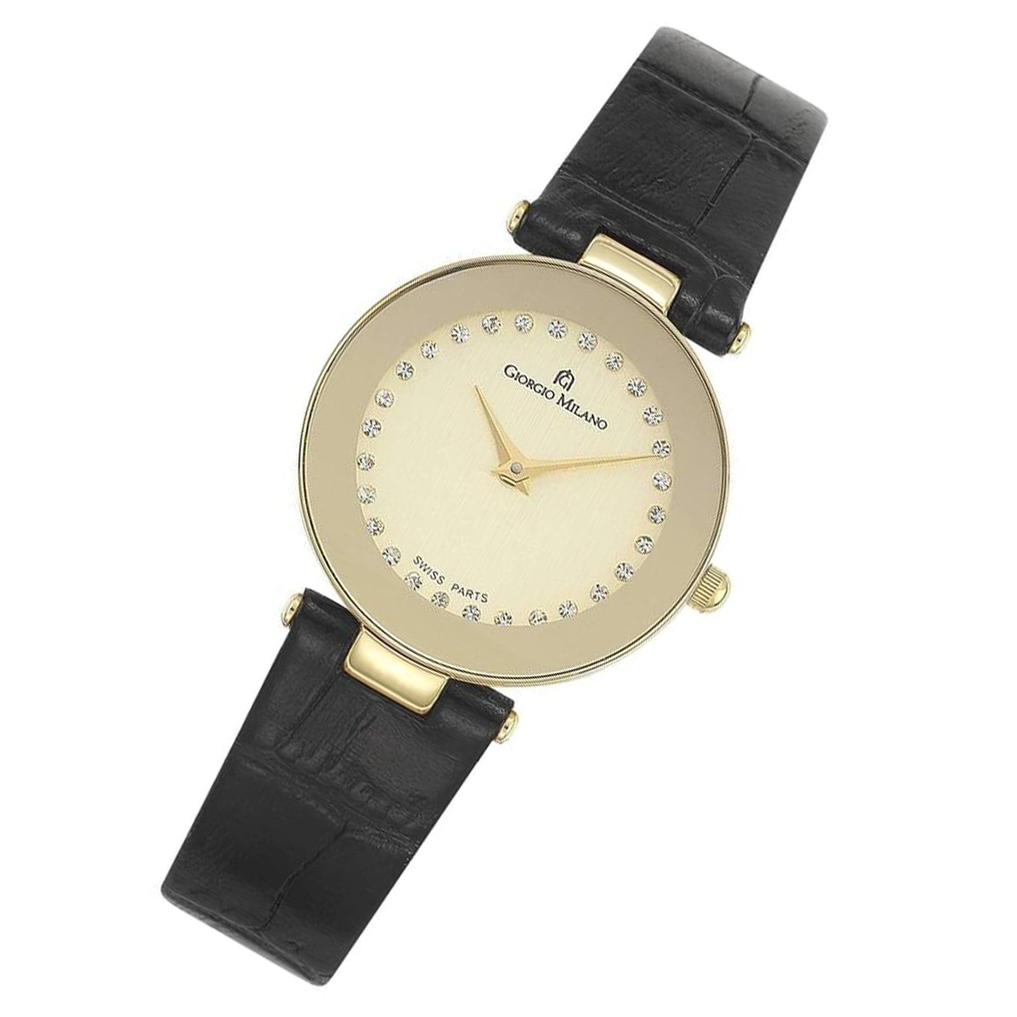Giorgio Milano Black Leather Cream Dial Women's Watch - 776SG052