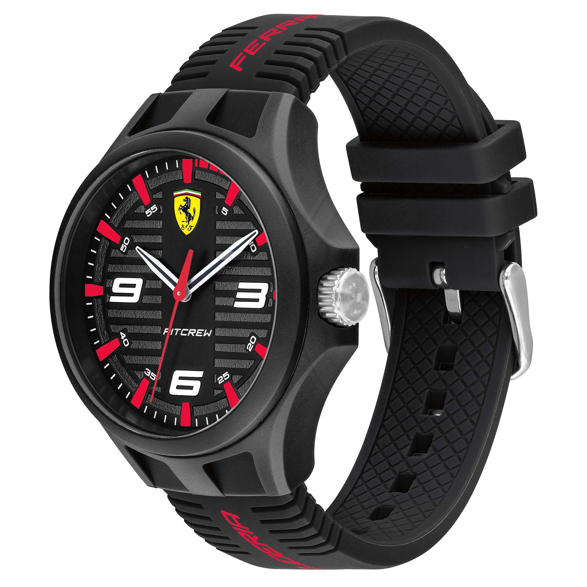 Scuderia Ferrari Pit Crew Black Silicone Band Men's Watch - 830778