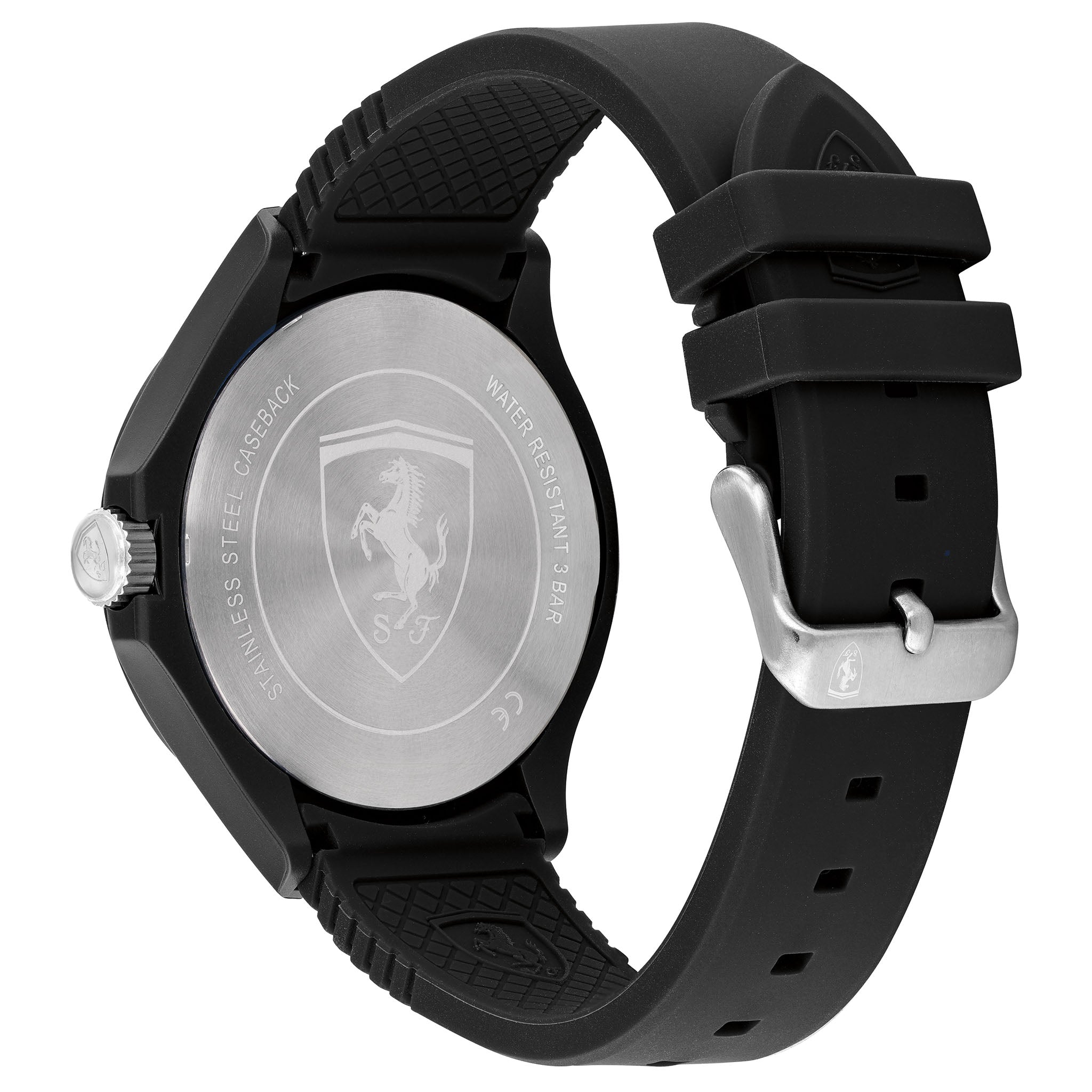 Scuderia Ferrari Pit Crew Black Silicone Band Men's Watch - 830778