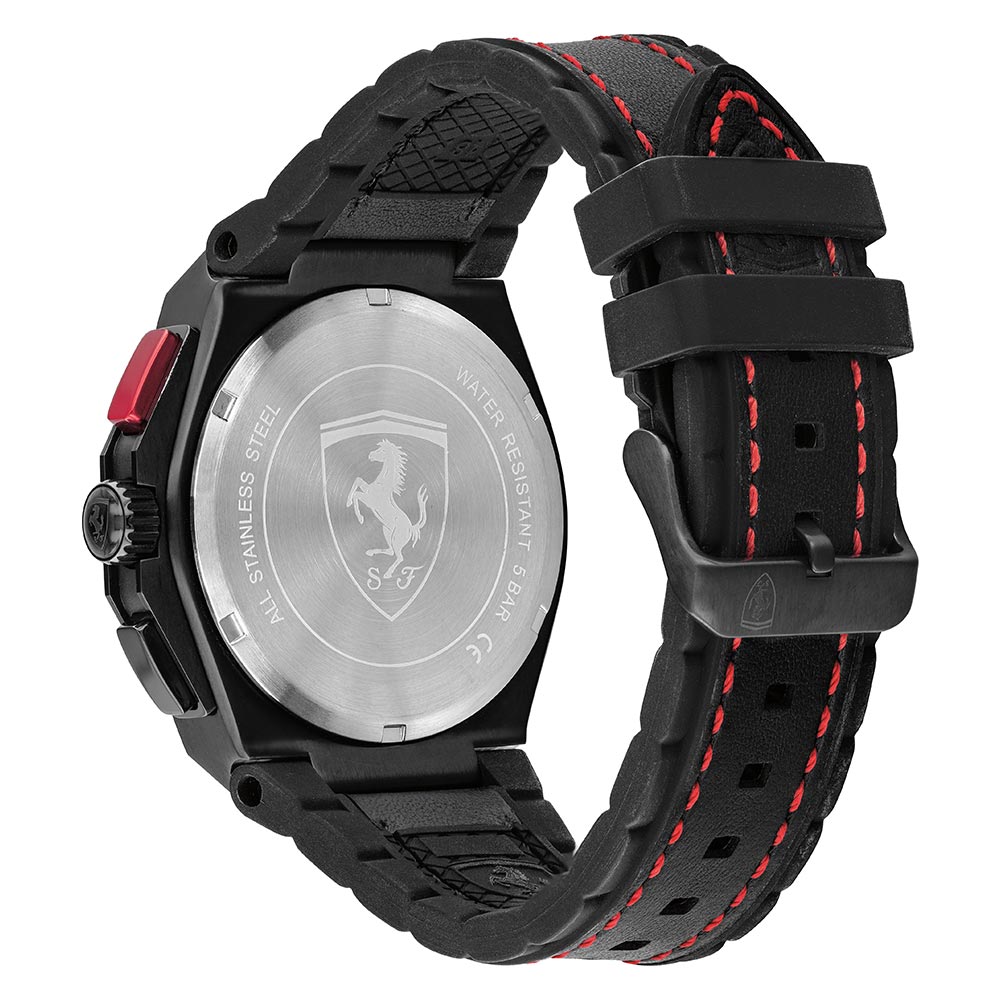 Scuderia Ferrari Aspire Black Leather & Silicone Men's Chrono Watch - 830792