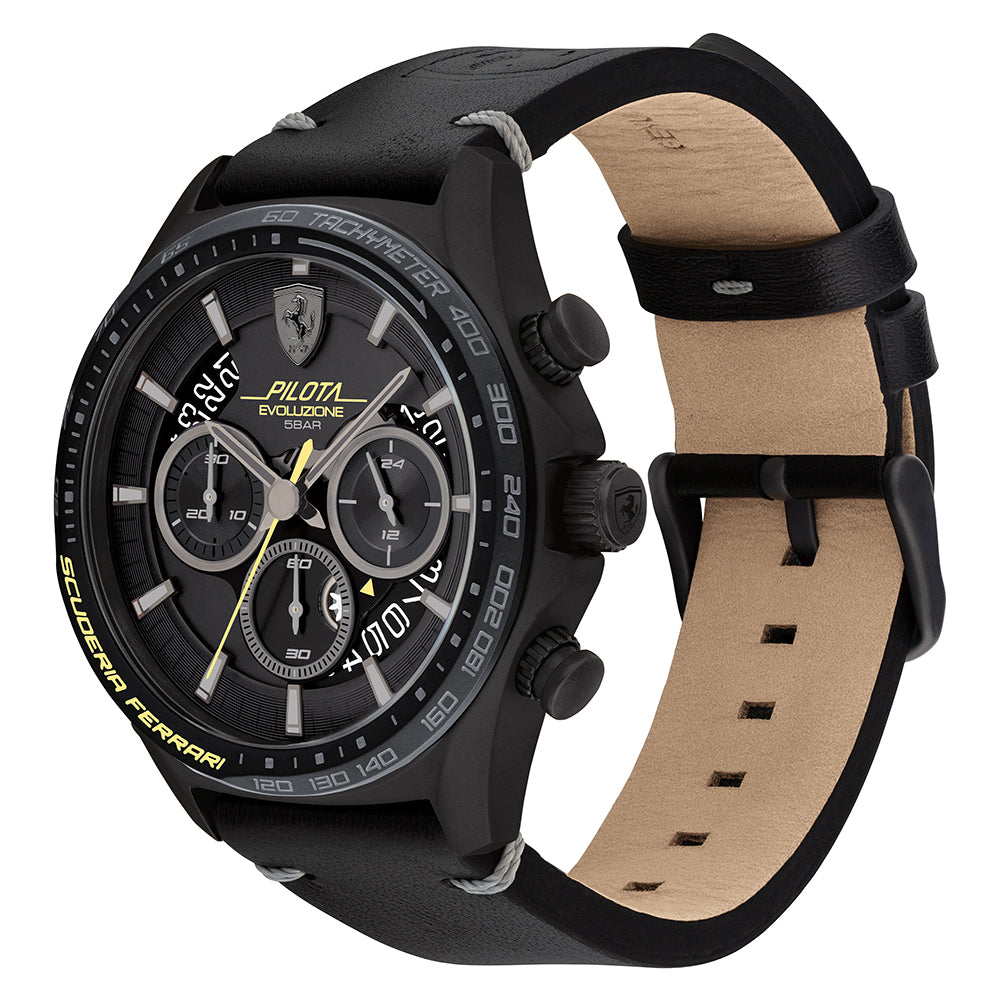 Scuderia Ferrari Pilota Evo Black Leather Black Dial Men's Chrono Watch - 830823