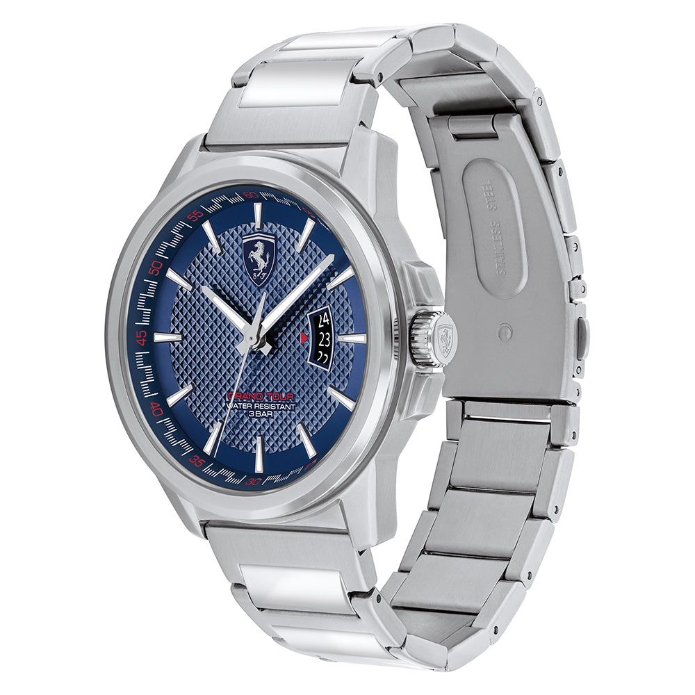 Scuderia Ferrari Grand Tour Stainless Steel Blue Dial Men's Watch - 830835