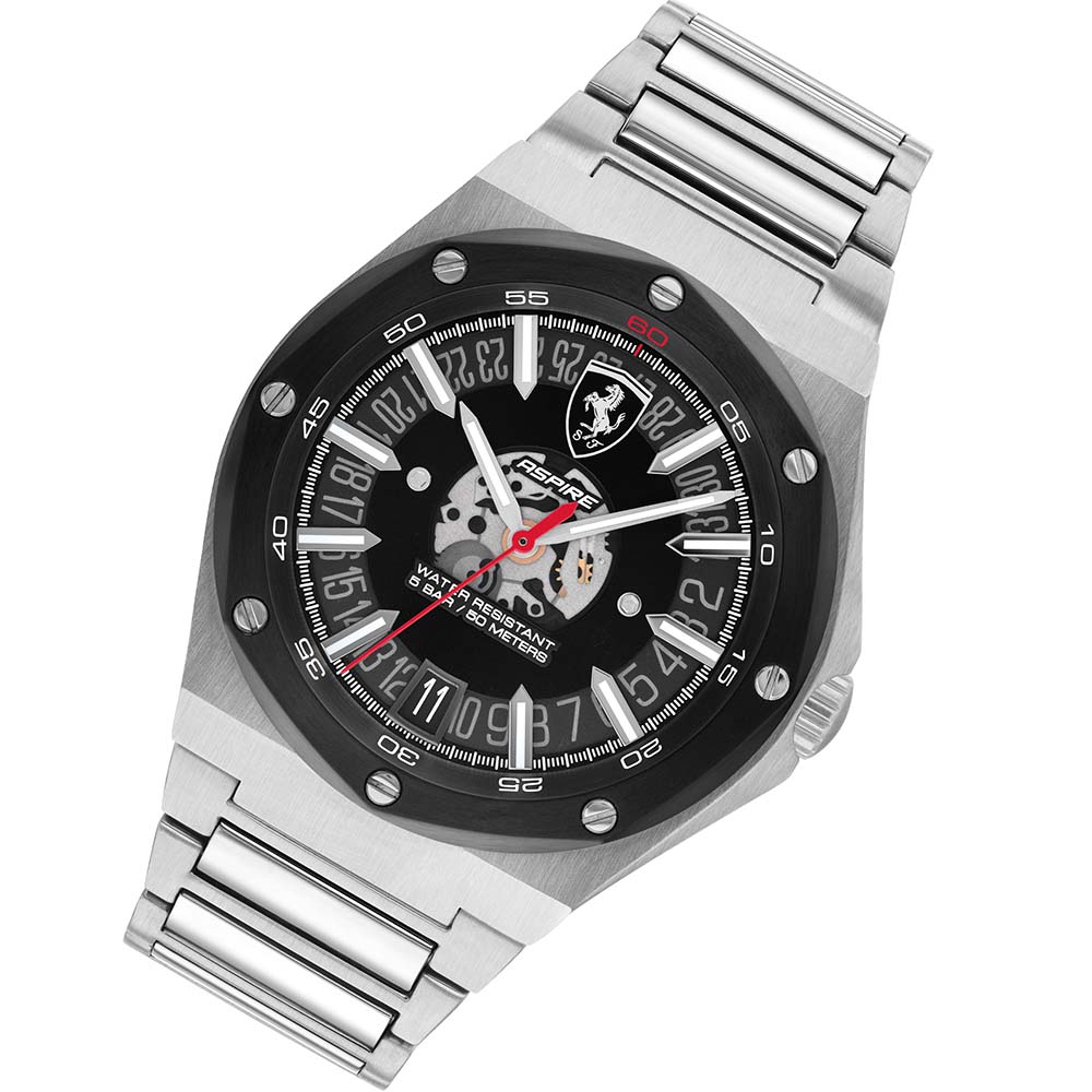 Scuderia Ferrari Aspire Stainless Steel Black Dial Men's Watch - 830846
