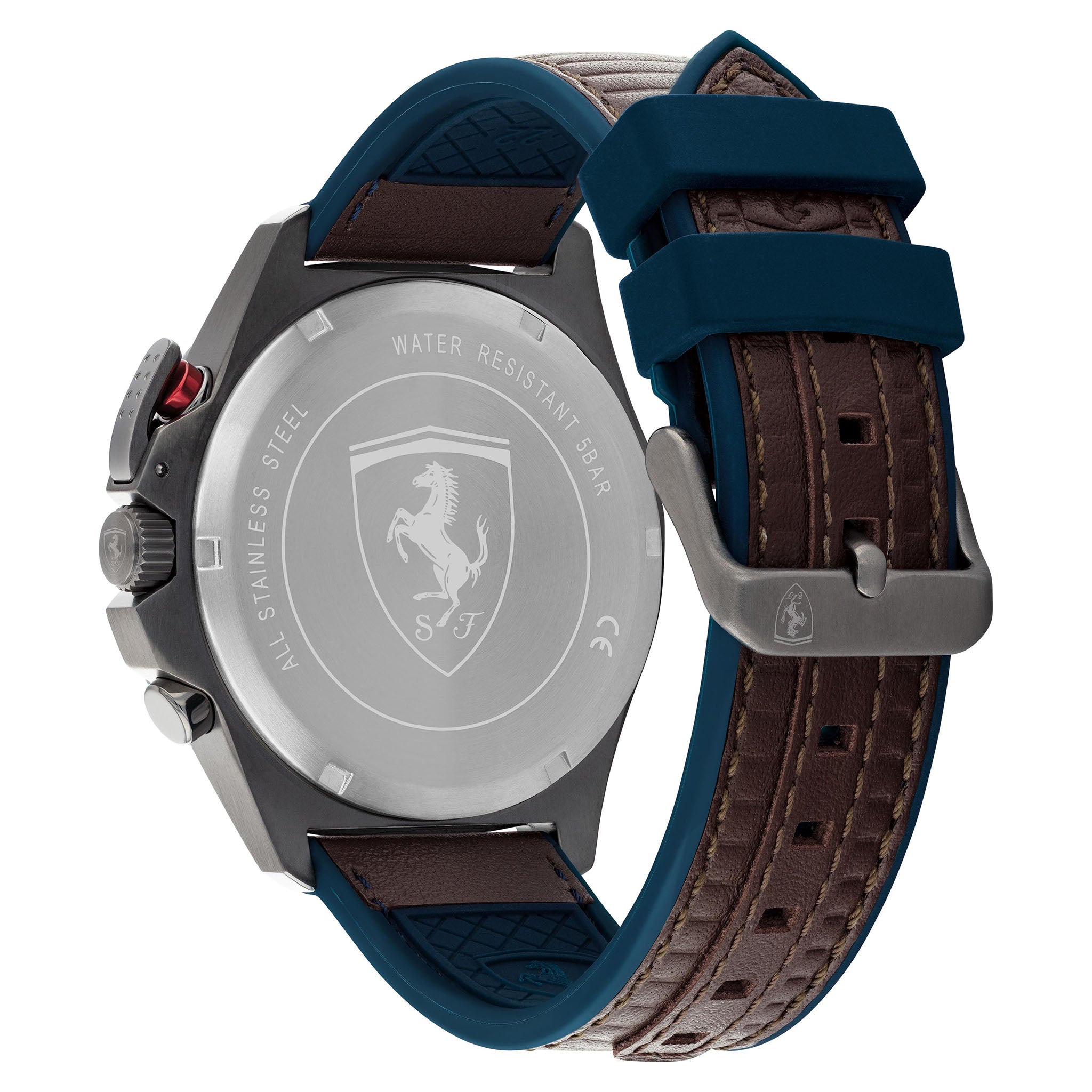 Scuderia Ferrari Pilota Evo Brown Leather Band Blue Dial Chronograph Men's Watch - 830848