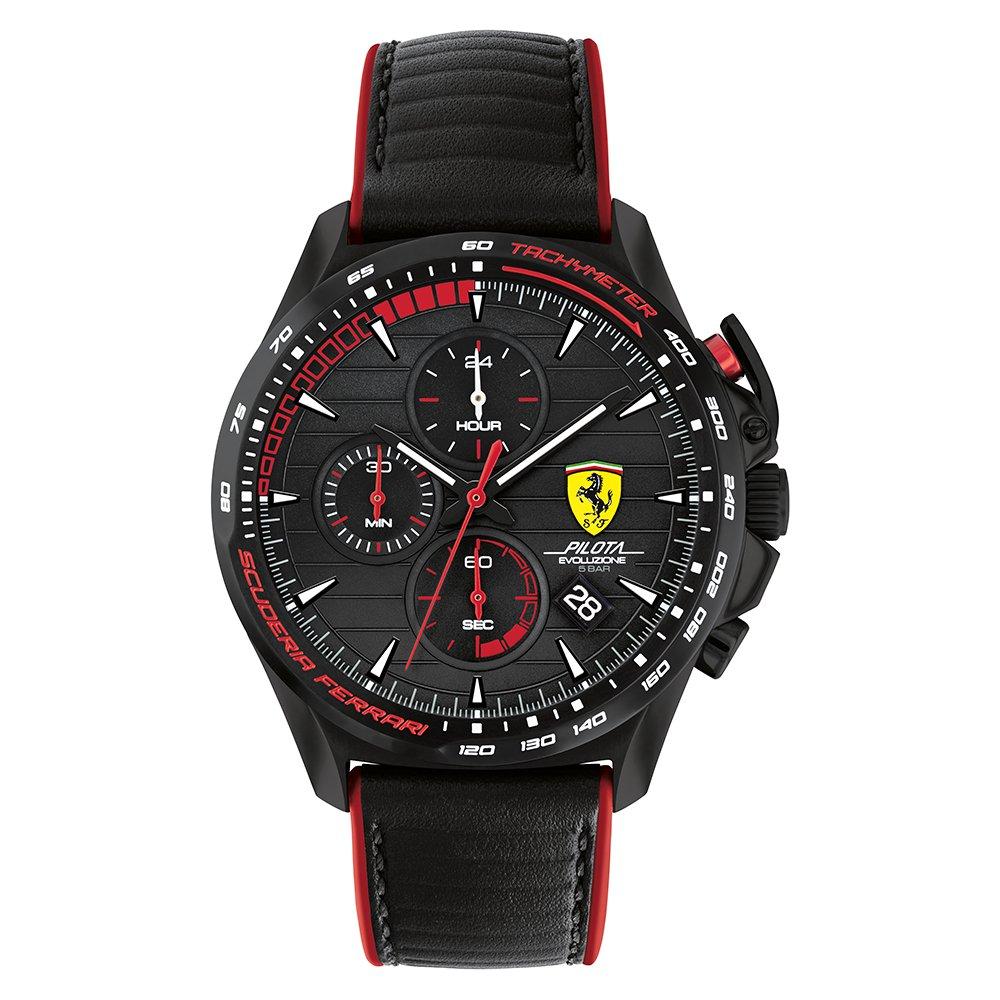 Scuderia Ferrari Pilota Evo Black Leather Men s Chronograph Watch