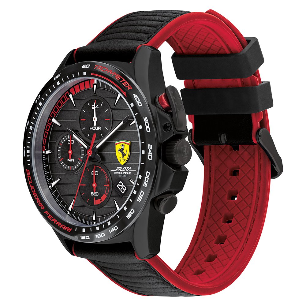 Scuderia Ferrari Pilota Evo Black Leather Men's Chronograph Watch - 830849