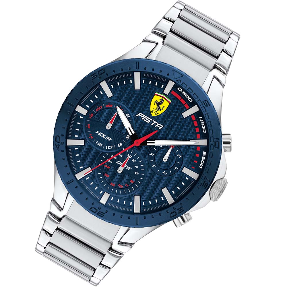 Scuderia Ferrari Pista Dual Track Stainless Steel Blue Dial Men's Multi-function Watch - 830855