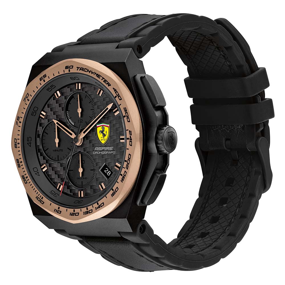 Scuderia Ferrari Aspire Black Leather & Silicone Men's Chrono Watch - 830867