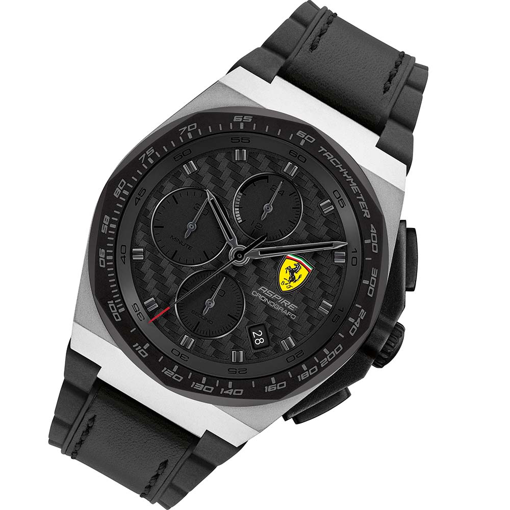 Scuderia Ferrari Aspire Black Leather & Silicone Men's Chrono Watch - 830868