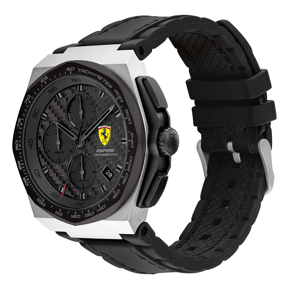 Scuderia Ferrari Aspire Black Leather & Silicone Men's Chrono Watch - 830868