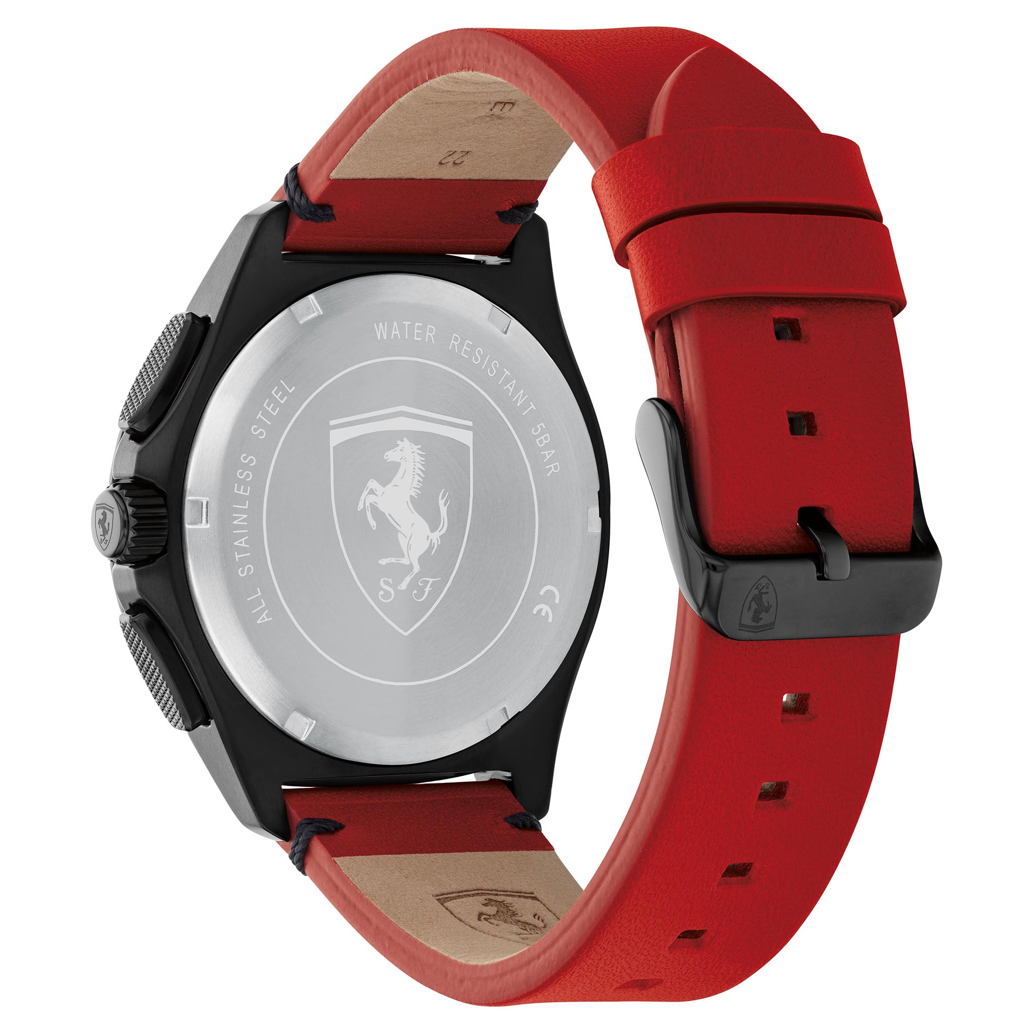 Scuderia Ferrari Pilota Evo Red Leather Black Dial Chronograph Men's Watch - 830880