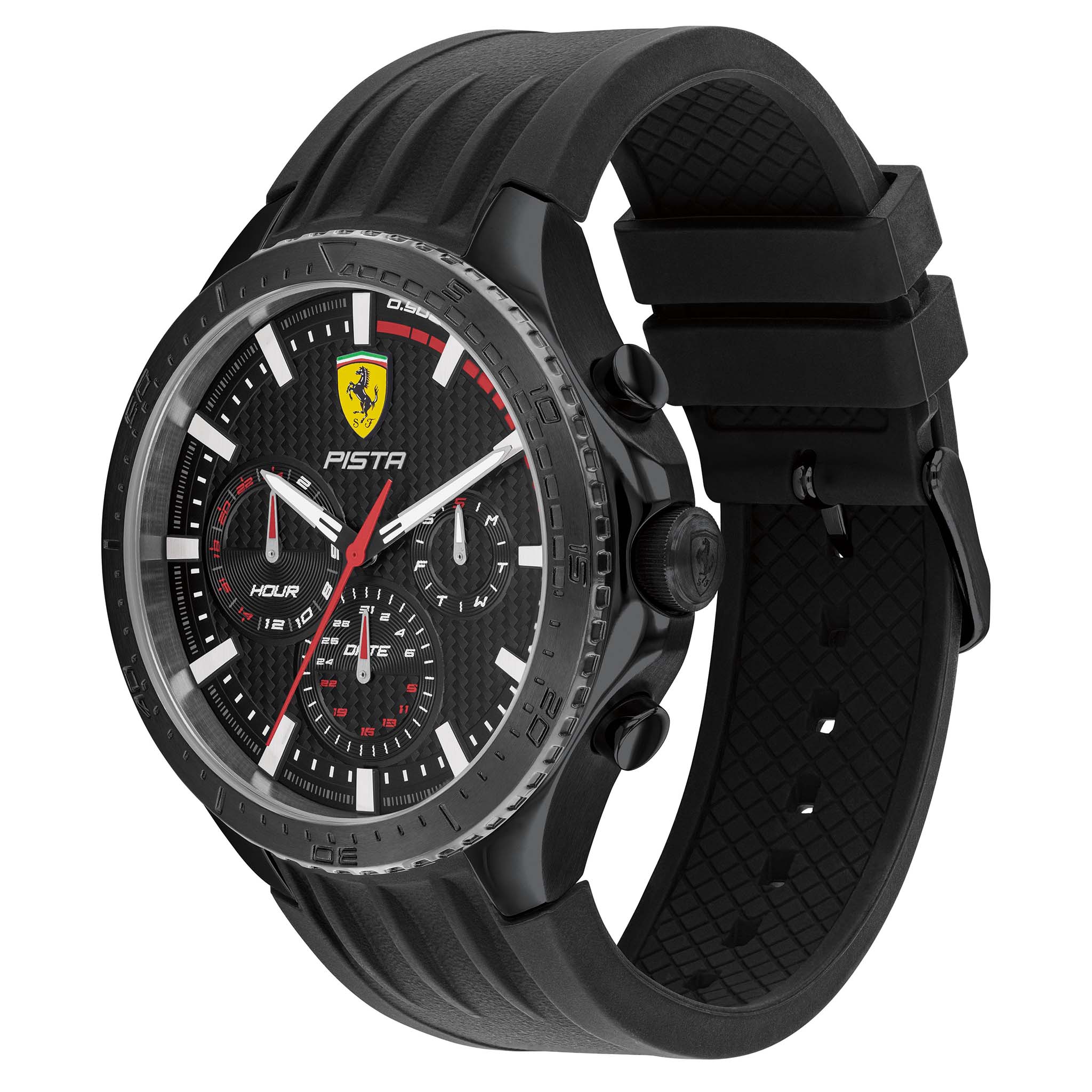 Scuderia Ferrari Pista Black Silicone Multi-function Men's Watch - 830884