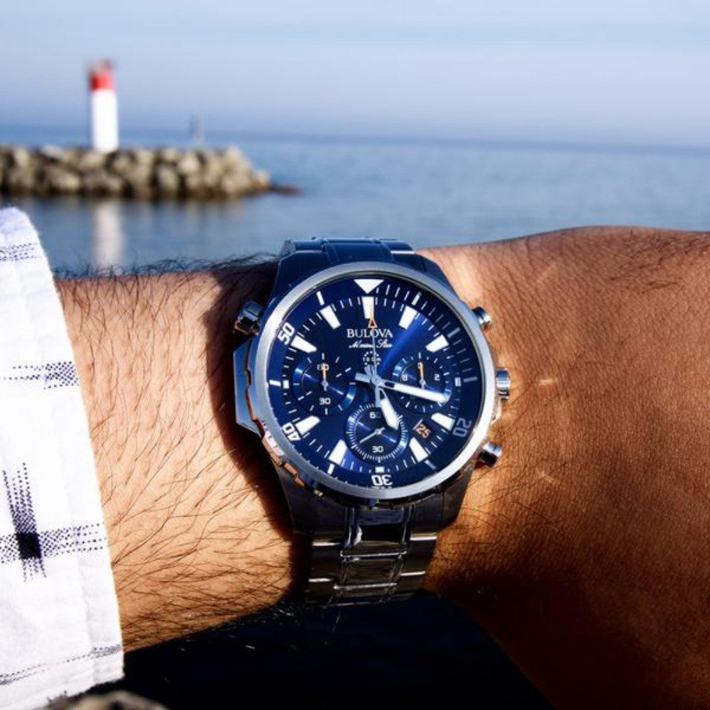 Bulova Marine Star Gents Multi Function Stainless Steel Men's Watch - 96B256