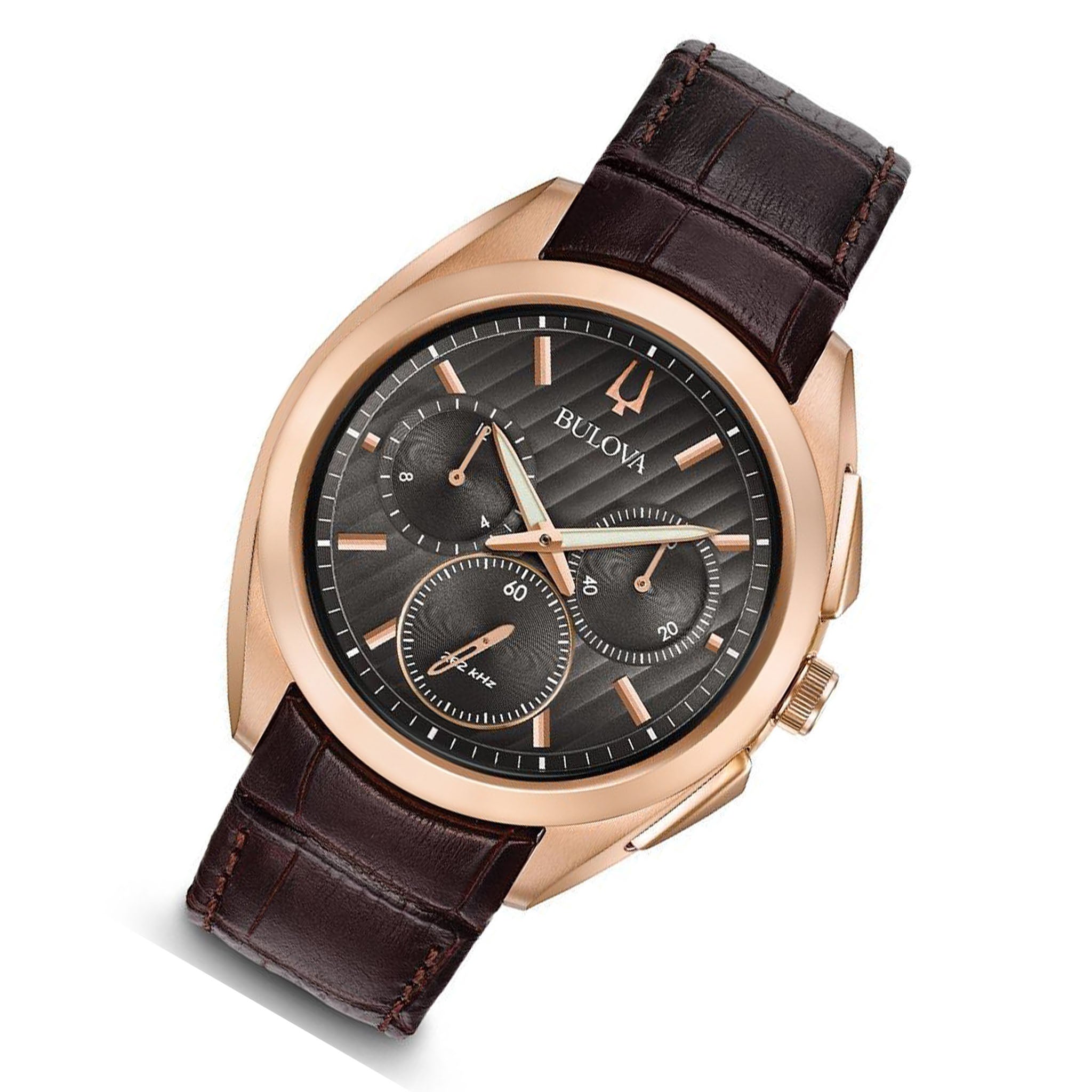 Bulova Grey Dial Brown Leather Strap Men's Watch - 97A124