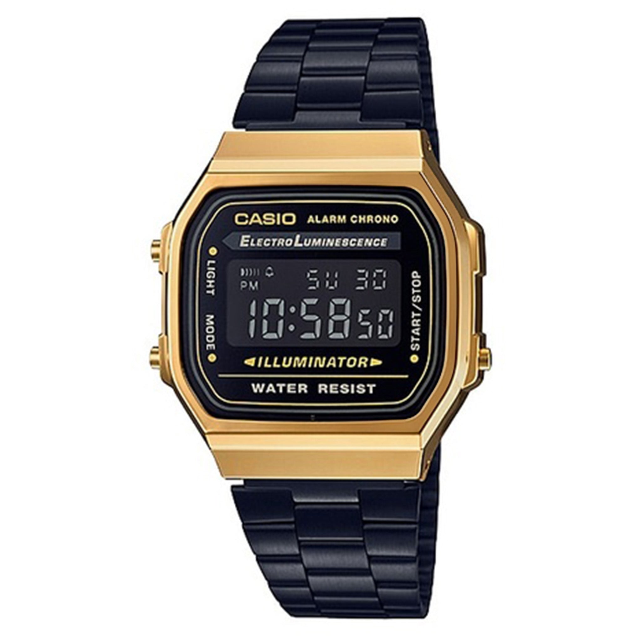 Casio Vintage Black Steel Digital Unisex Watch - A168WEGB-1B
