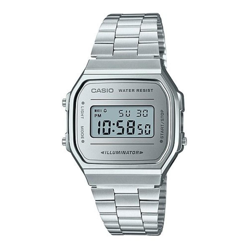 Casio Silver Retro Unisex Digital Alarm Watch - A168WEM-7D