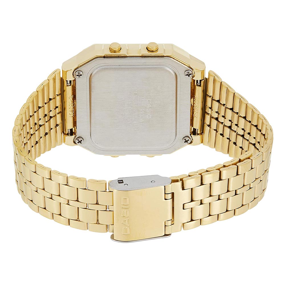 Casio Classic 34mm World Time Gold Steel Digital Men's Watch - A500WGA-1D
