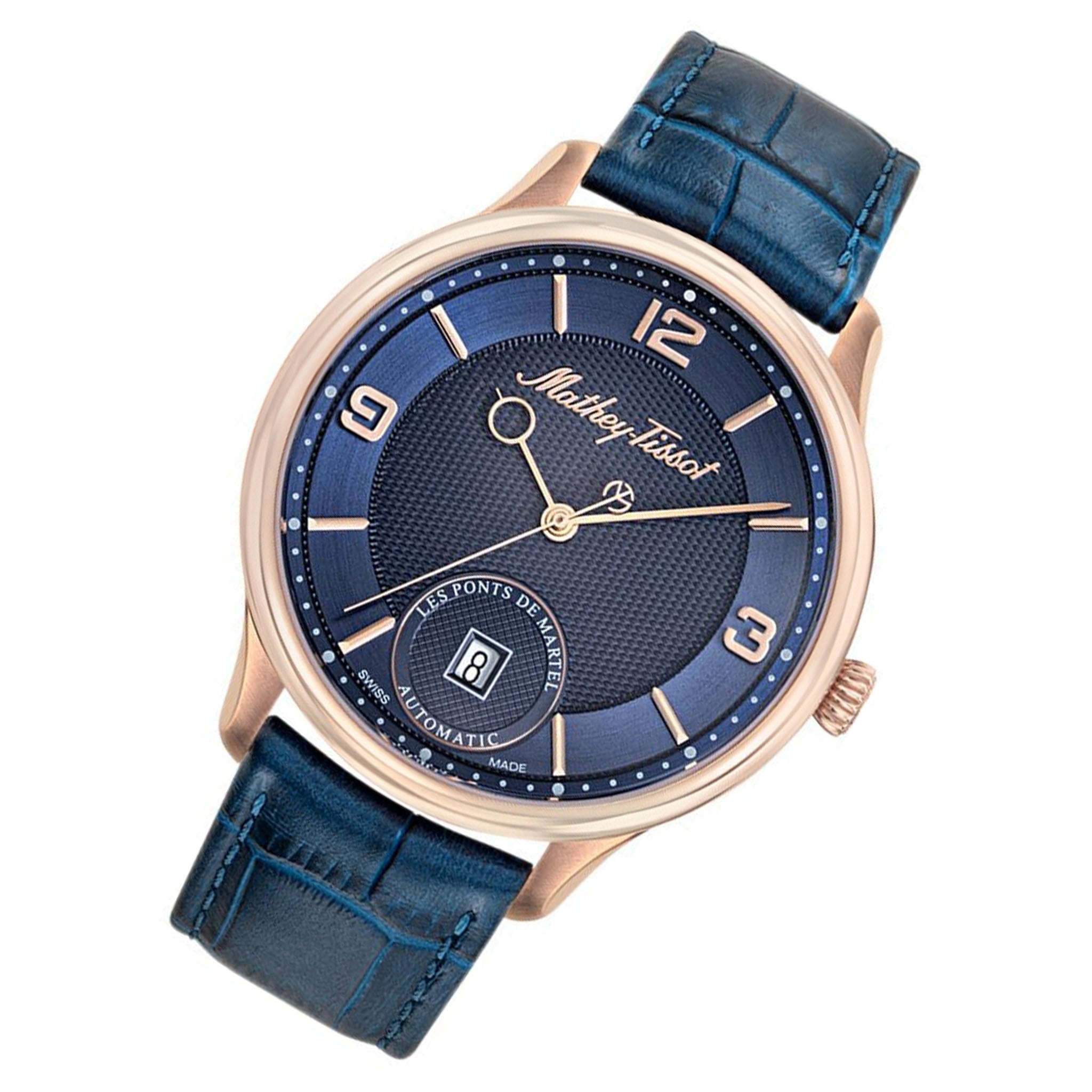 Mathey-Tissot Edmond Automatic 3D 42 mm Leather Automatic Swiss Made Men's Watch - AC1886PBU