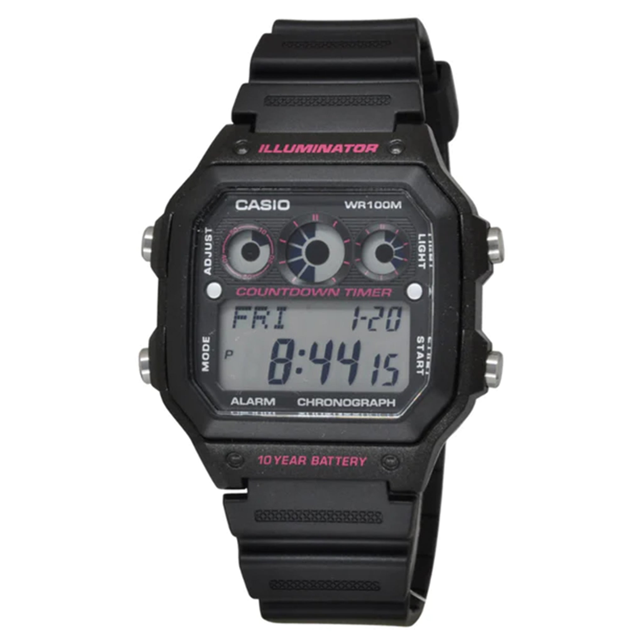 Casio Illuminator Black Resin Digital Men's Watch - AE1300WH-1A2