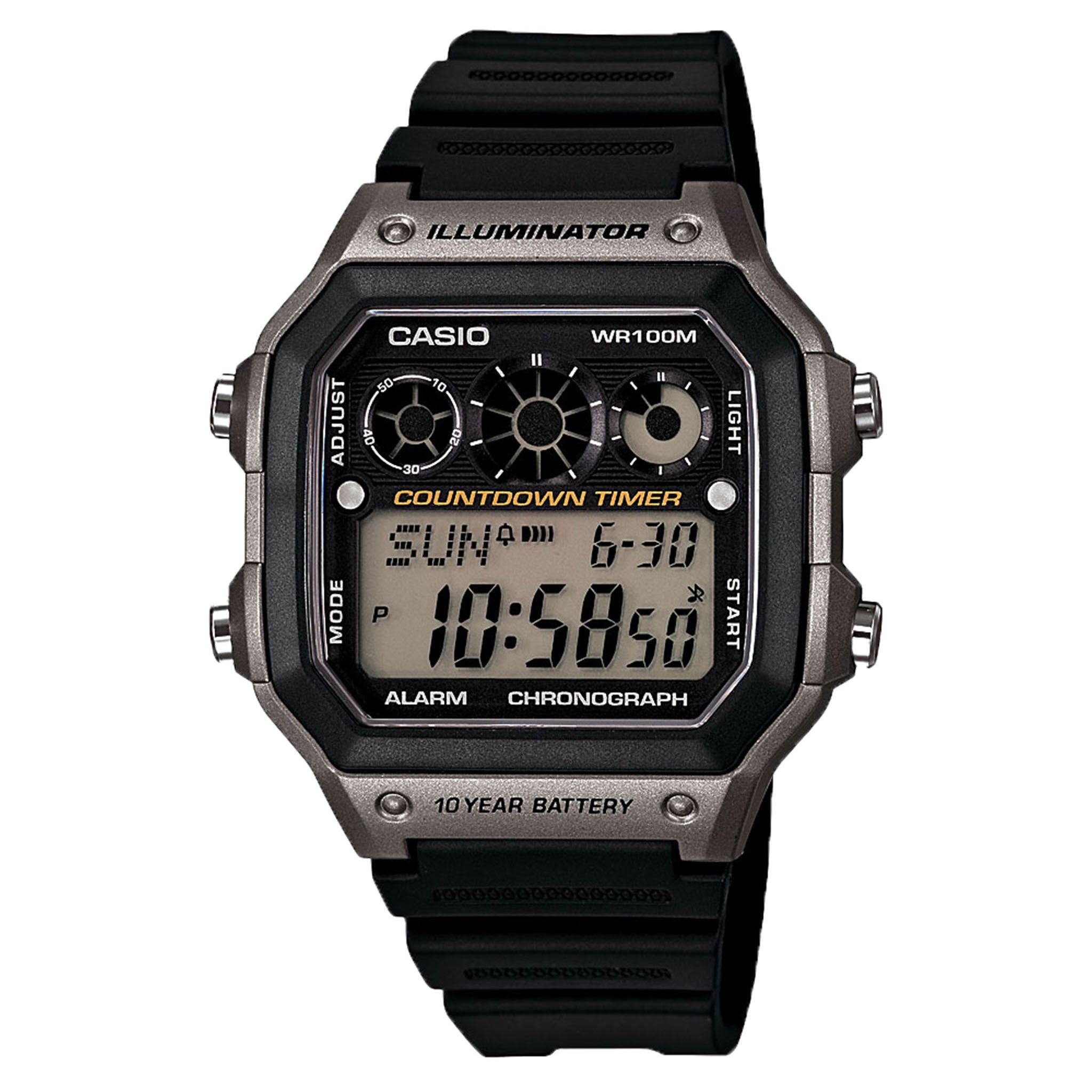 AE1200WH-1A | Illuminator All Black Digital Watch | CASIO