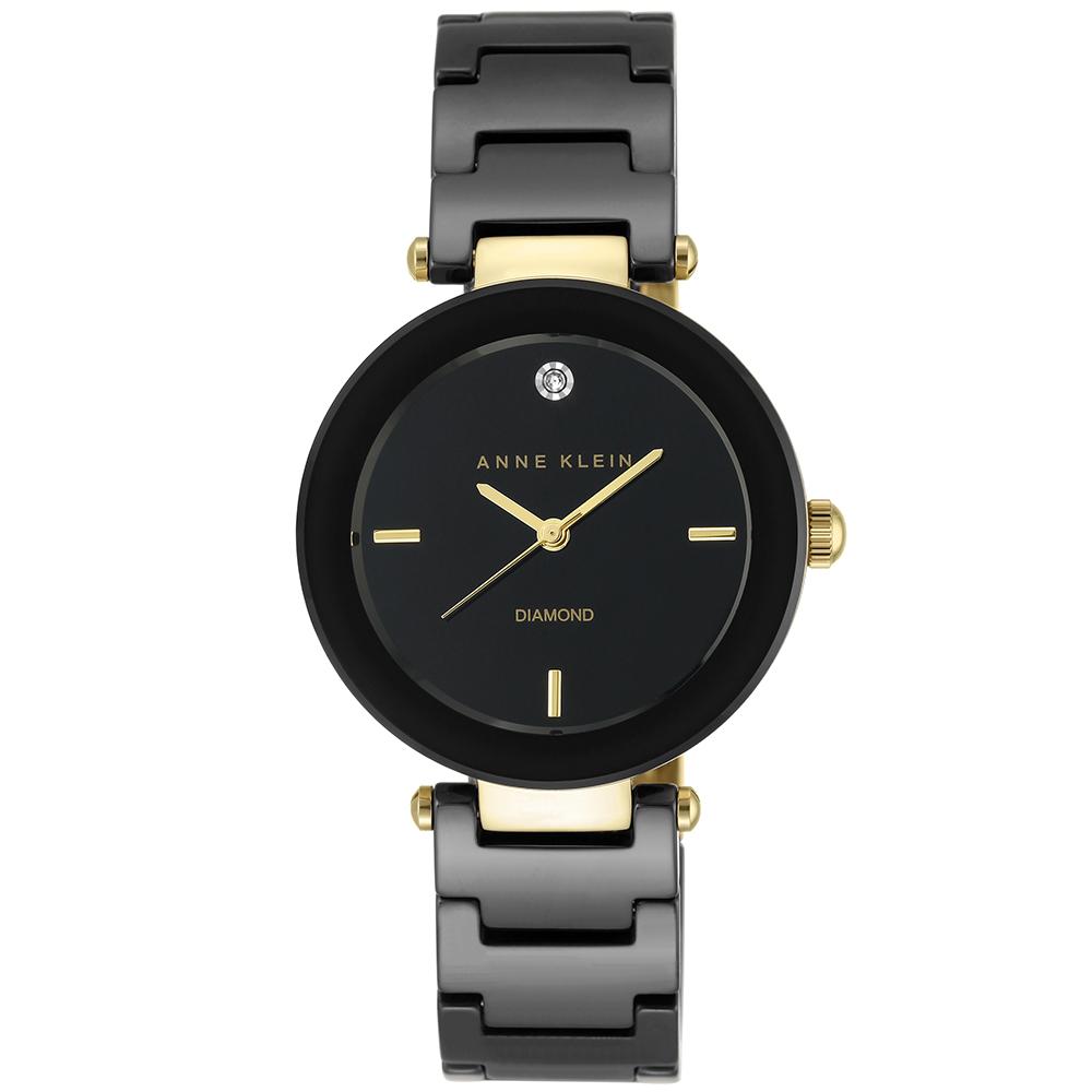 Anne Klein Diamond Black Ceramic Band Women's Watch AK1018BKBK