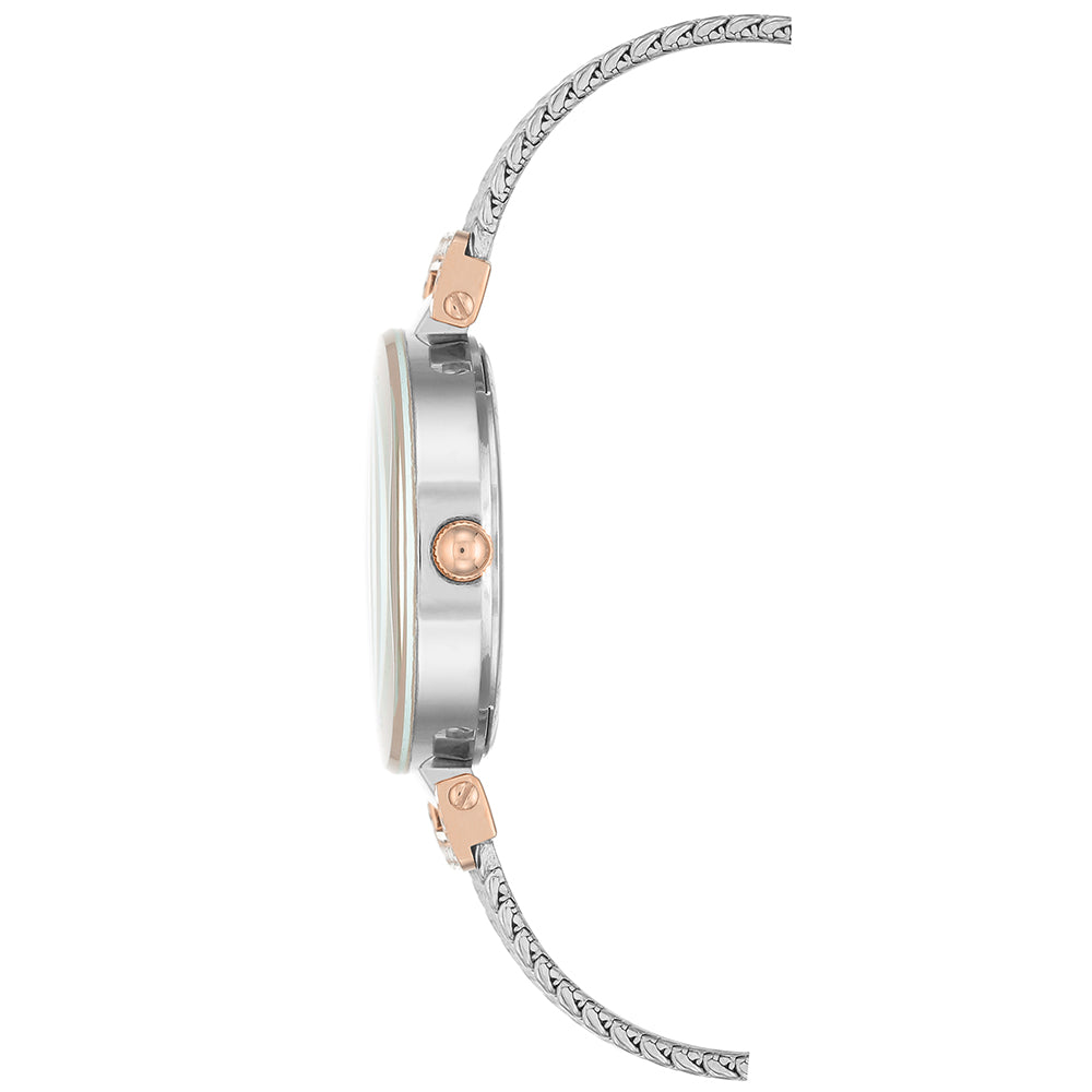 Anne Klein Rose Gold Mesh Silver Dial Women's Watch - AK1907SVRT