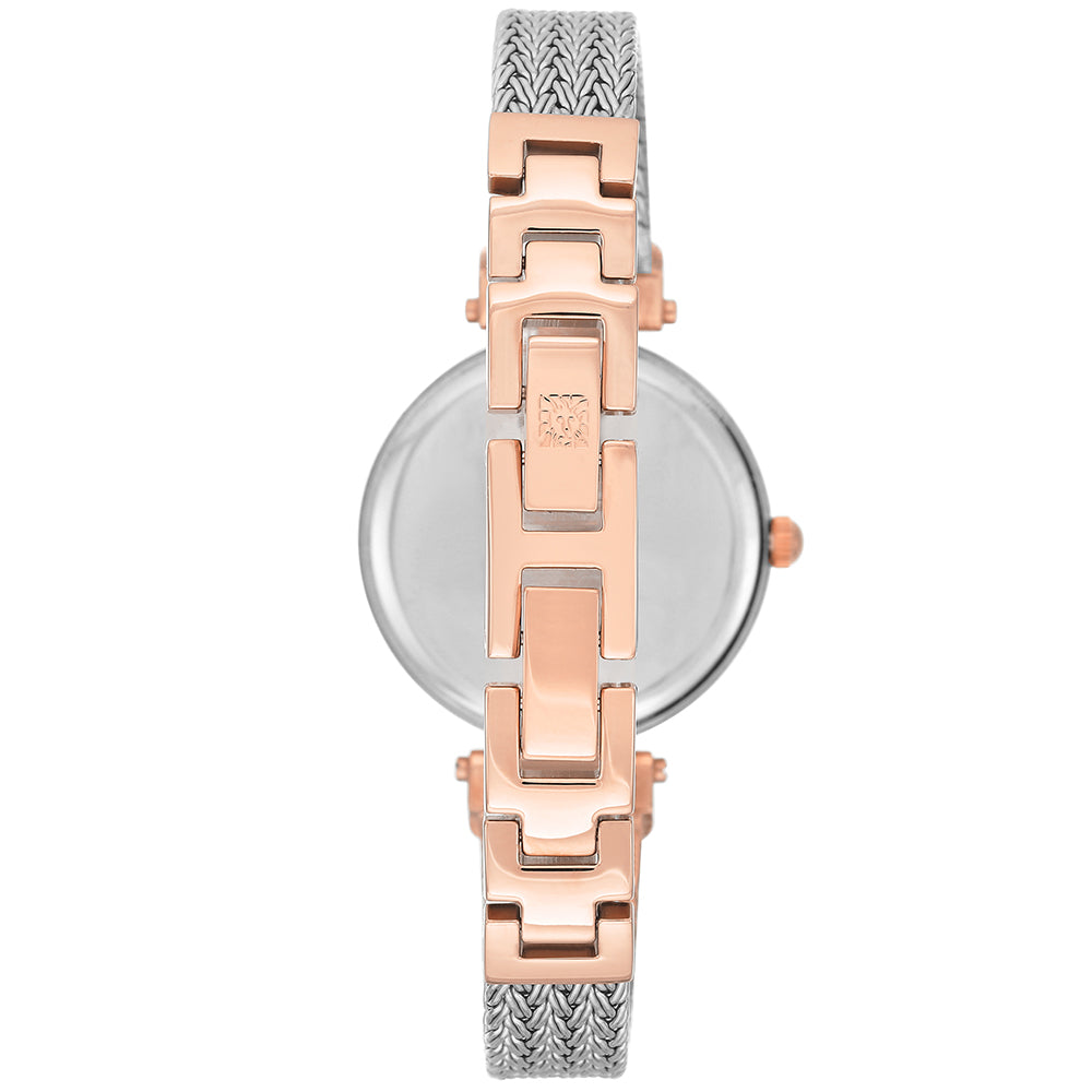 Anne Klein Rose Gold Mesh Silver Dial Women's Watch - AK1907SVRT