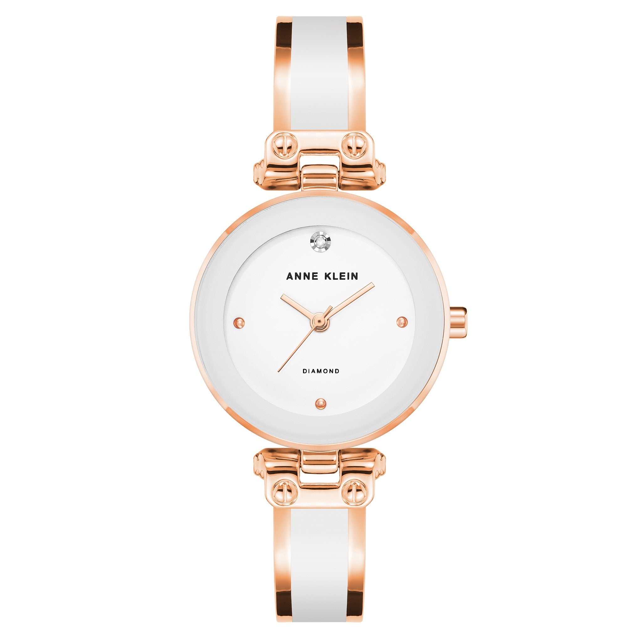 Anne Klein Rosegold With White Enamel Mixed Metal White Dial Women's Watch - AK1980WTRG