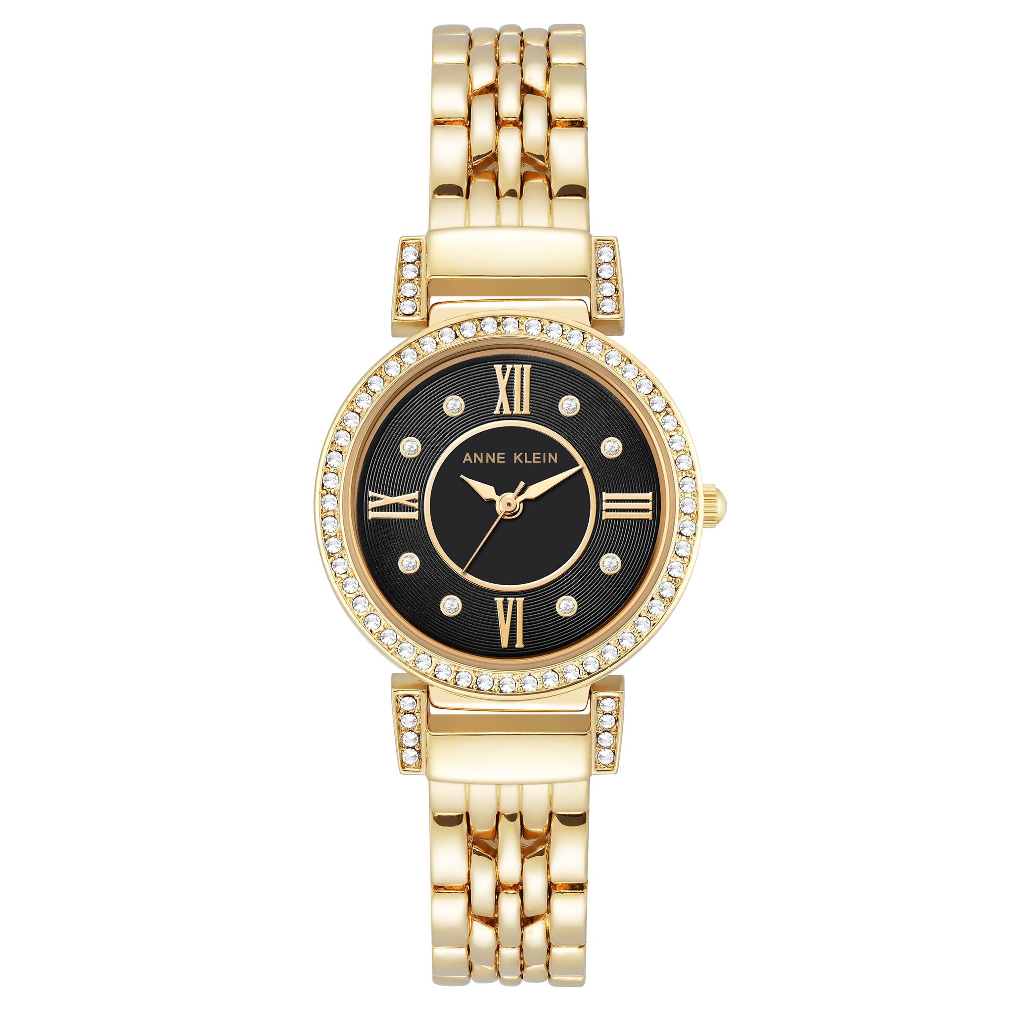 Anne Klein Goldtone Mixed Metal Black Dial Women's Watch - AK2928BKGB