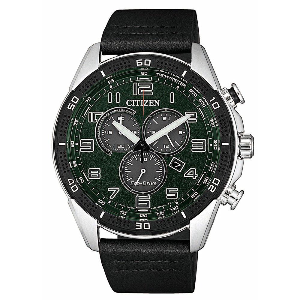 Citizen Leather Men's Eco-Drive Watch - AT2441-08X