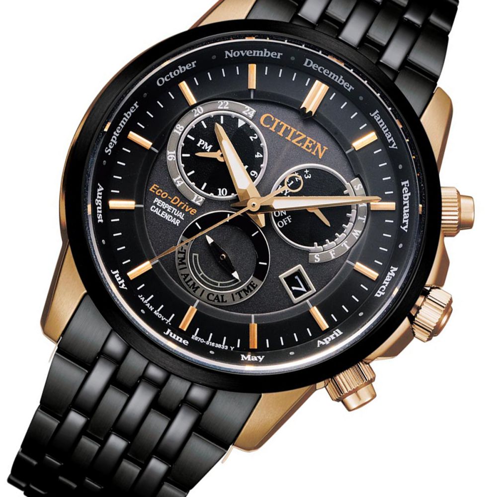 Citizen Black & Rose Gold Steel Men's Solar Watch - BL8156-80E