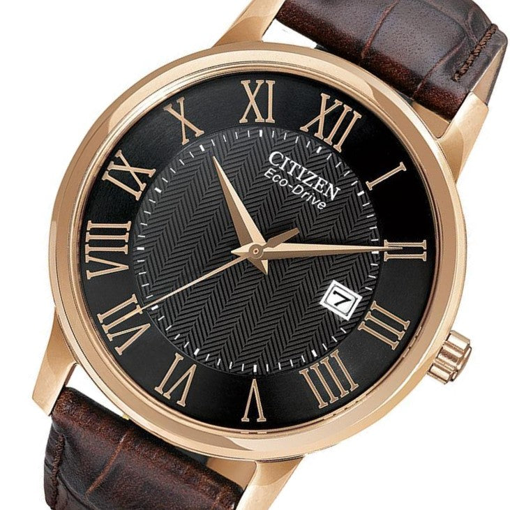 Citizen Gents Eco-Drive Brown Leather Men's Watch - BM6759-03E